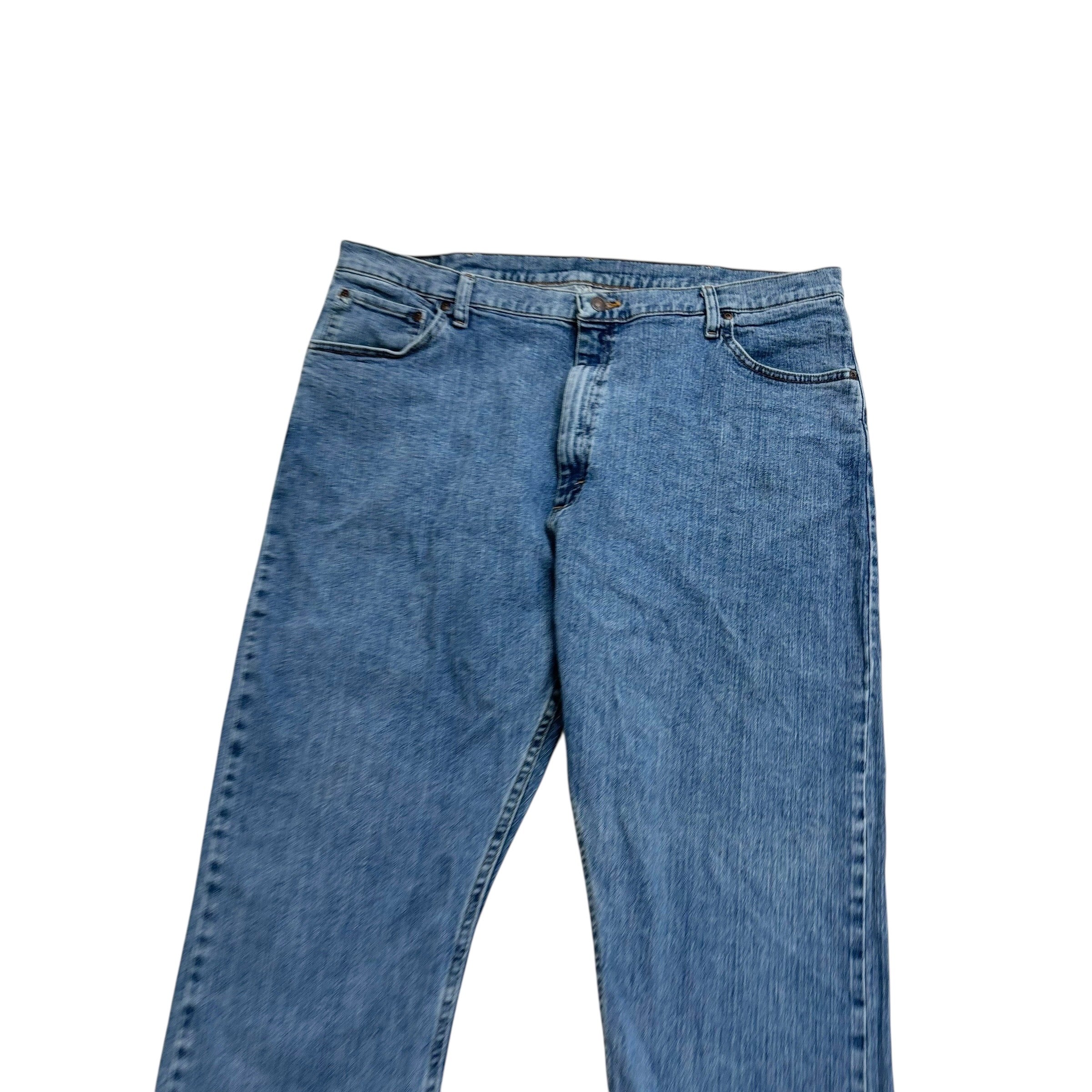 Wrangler Jeans W40 L30 Mens Mid Blue Relaxed Straight Fit Stretch Denim