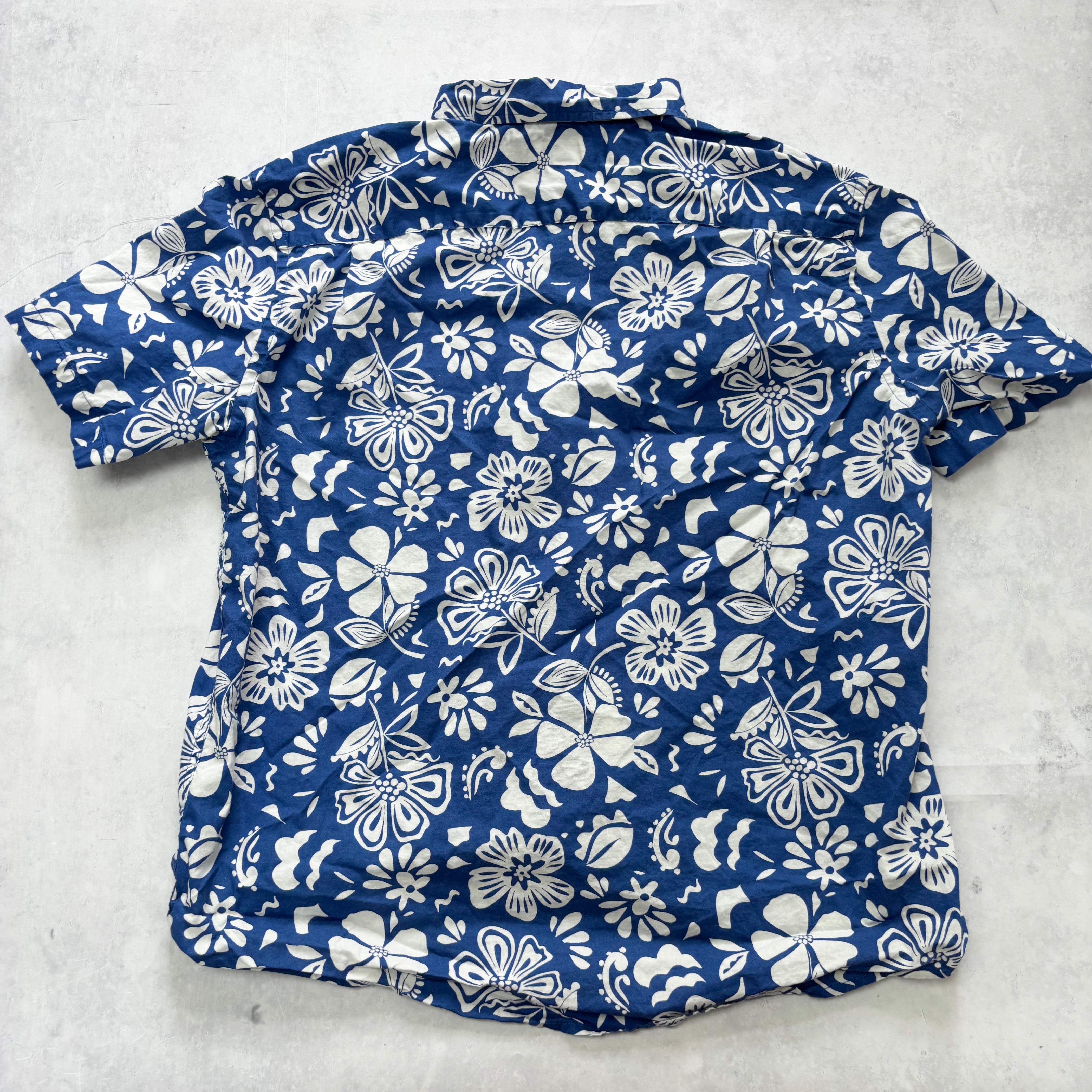 Old Navy Hawaiian Shirt Mens XL Blue Regular Fit Short Sleeve Cotton (E)
