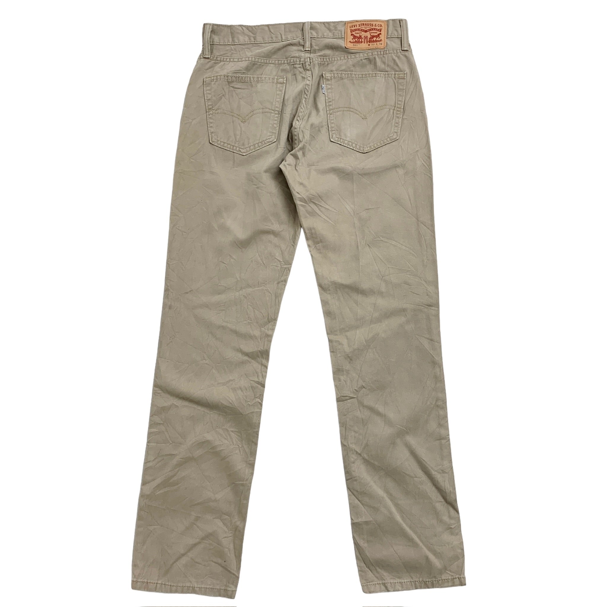 Levis 511 Trousers W33 L34 Mens Beige Tan Slim Fit Chino Cotton Pants