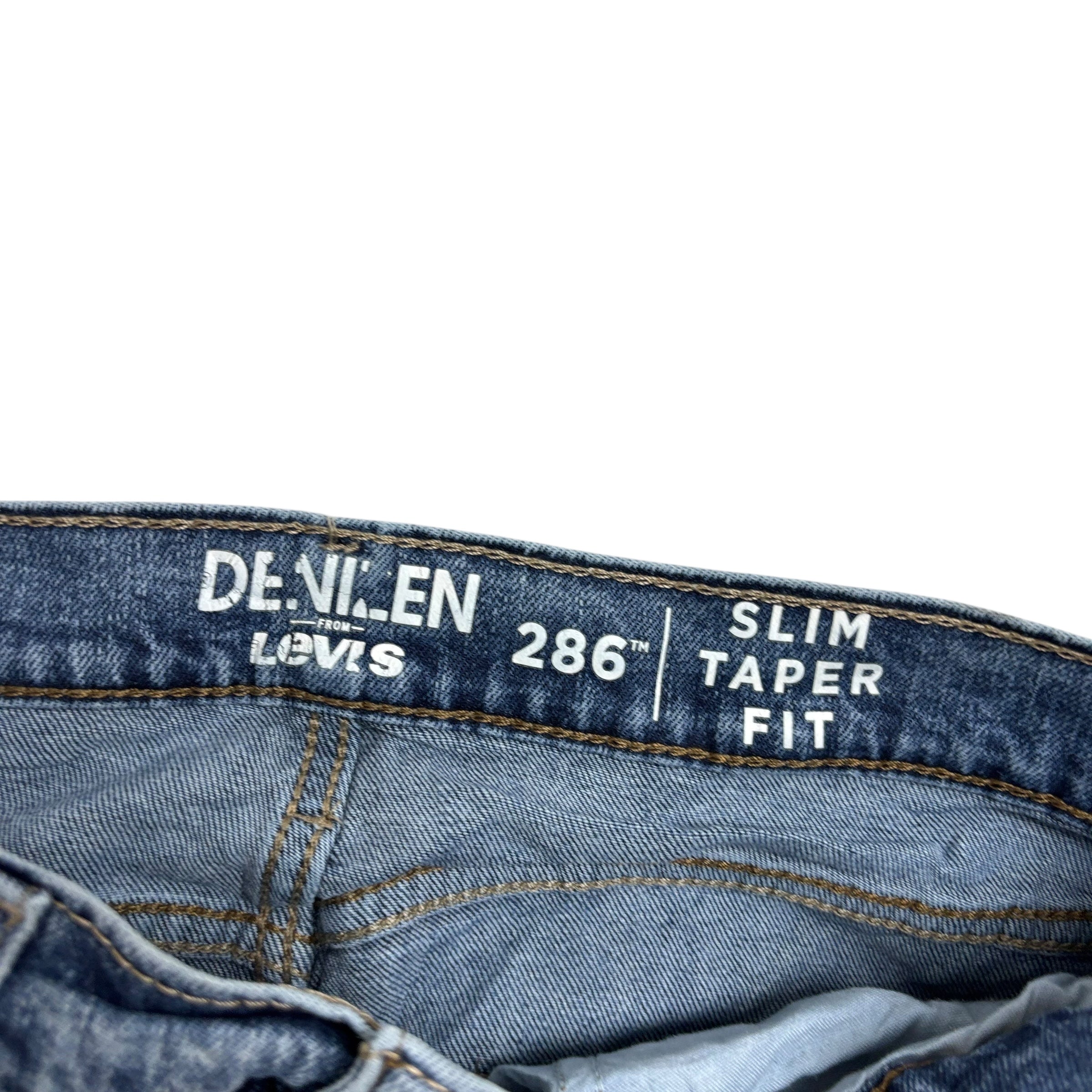 Levis Denizen Jeans W32 L32 Mens Mid Blue Slim Tapered Fit Stretch Denim (E)