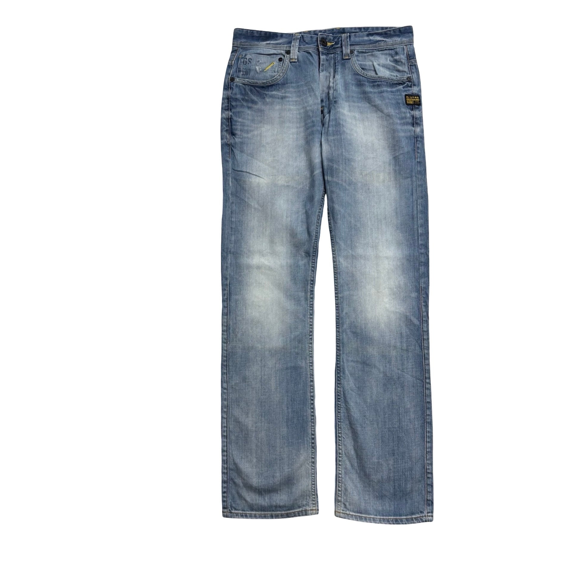 G Star Raw Attacc Jeans W31 L32 Mens Mid Blue Regular Straight Fit Denim (E)
