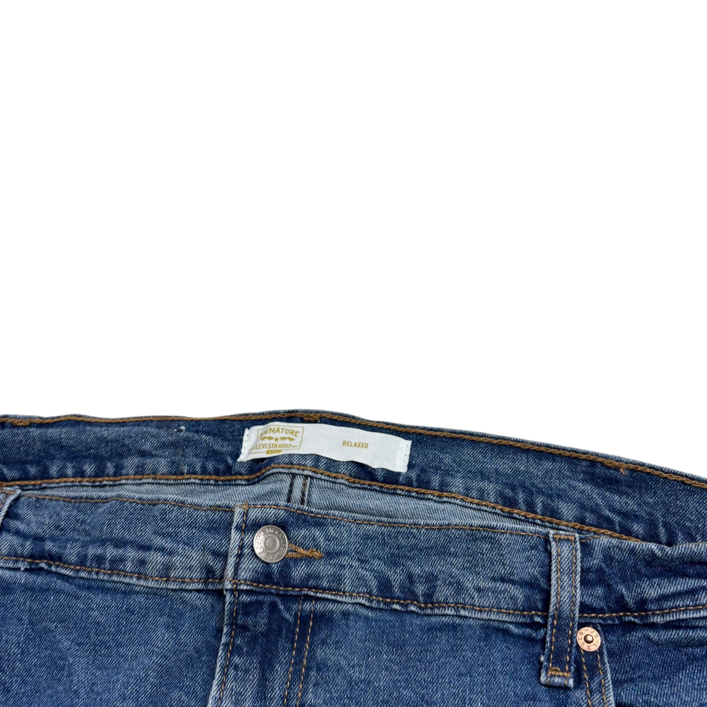 Levis Signature Jeans W46 L32 Mens Mid Blue Relaxed Straight Fit Stretch (E)