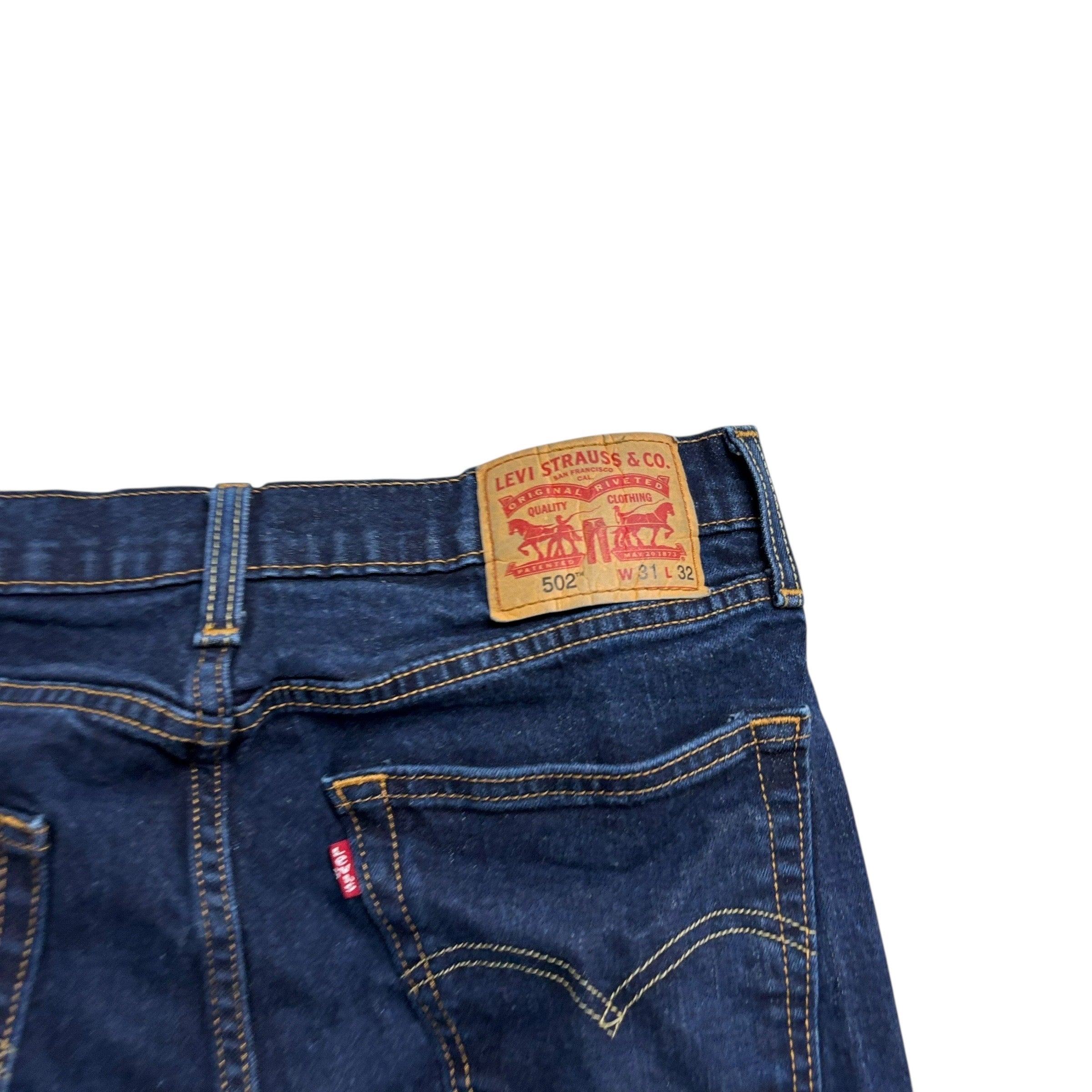 Levis 502 Jeans W30 L31 Mens Dark Blue Regular Tapered Fit Stretch Denim (E)