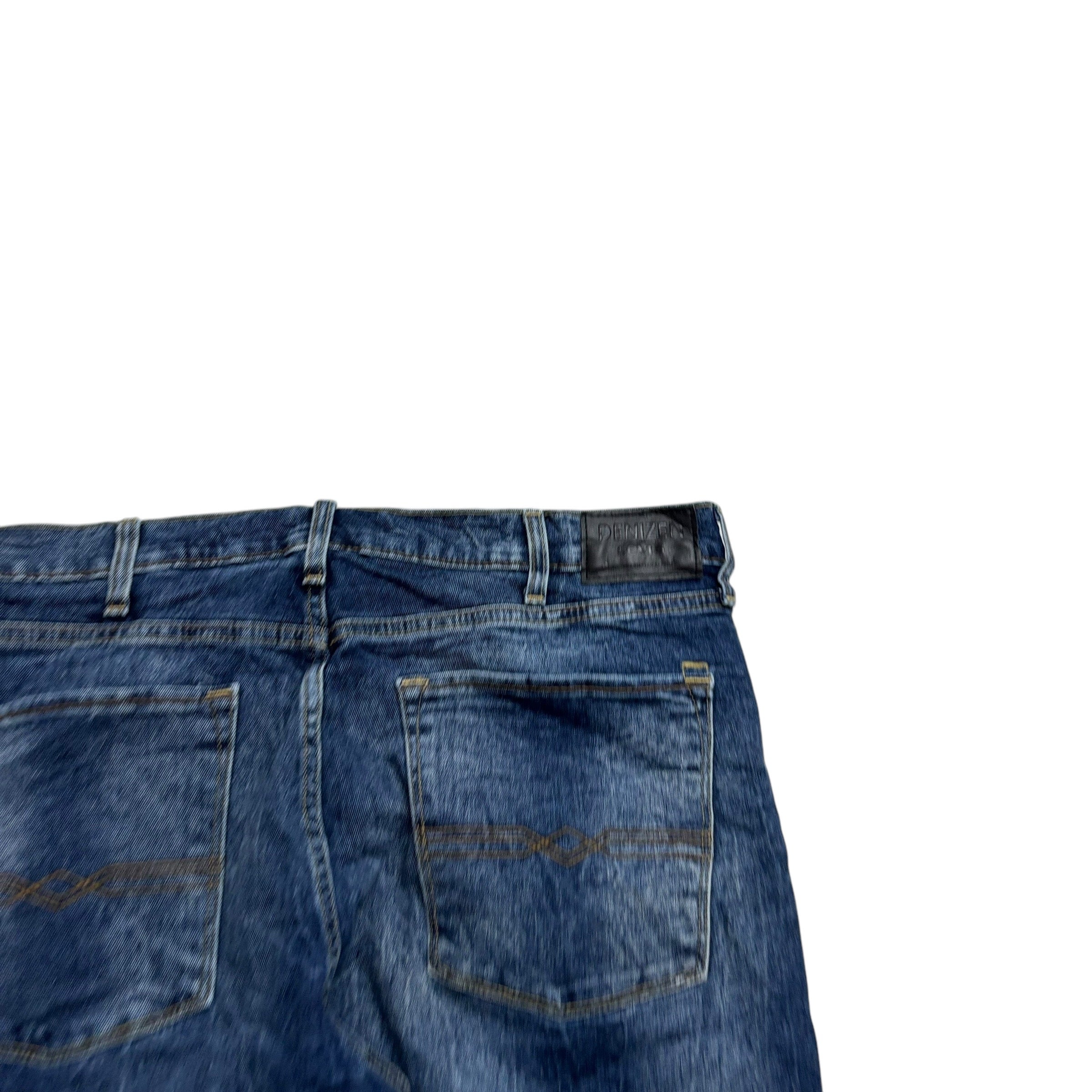 Levis Denizen Jeans W38 L30 Mens Mid Blue Slim Straight Fit Stretch Denim (E)