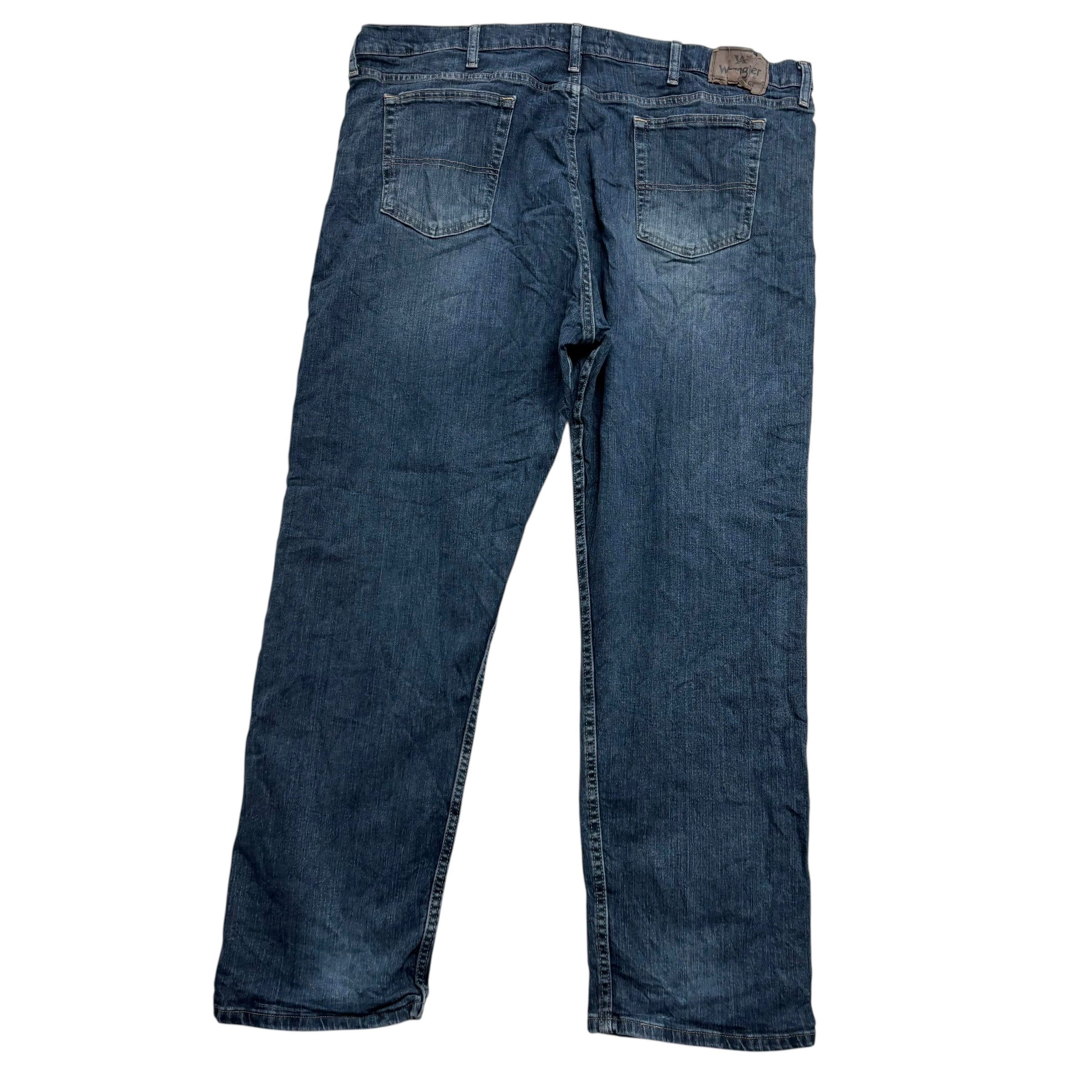 Wrangler Jeans W42 L30 Mens Dark Blue Relaxed Straight Fit Stretch Denim (E)