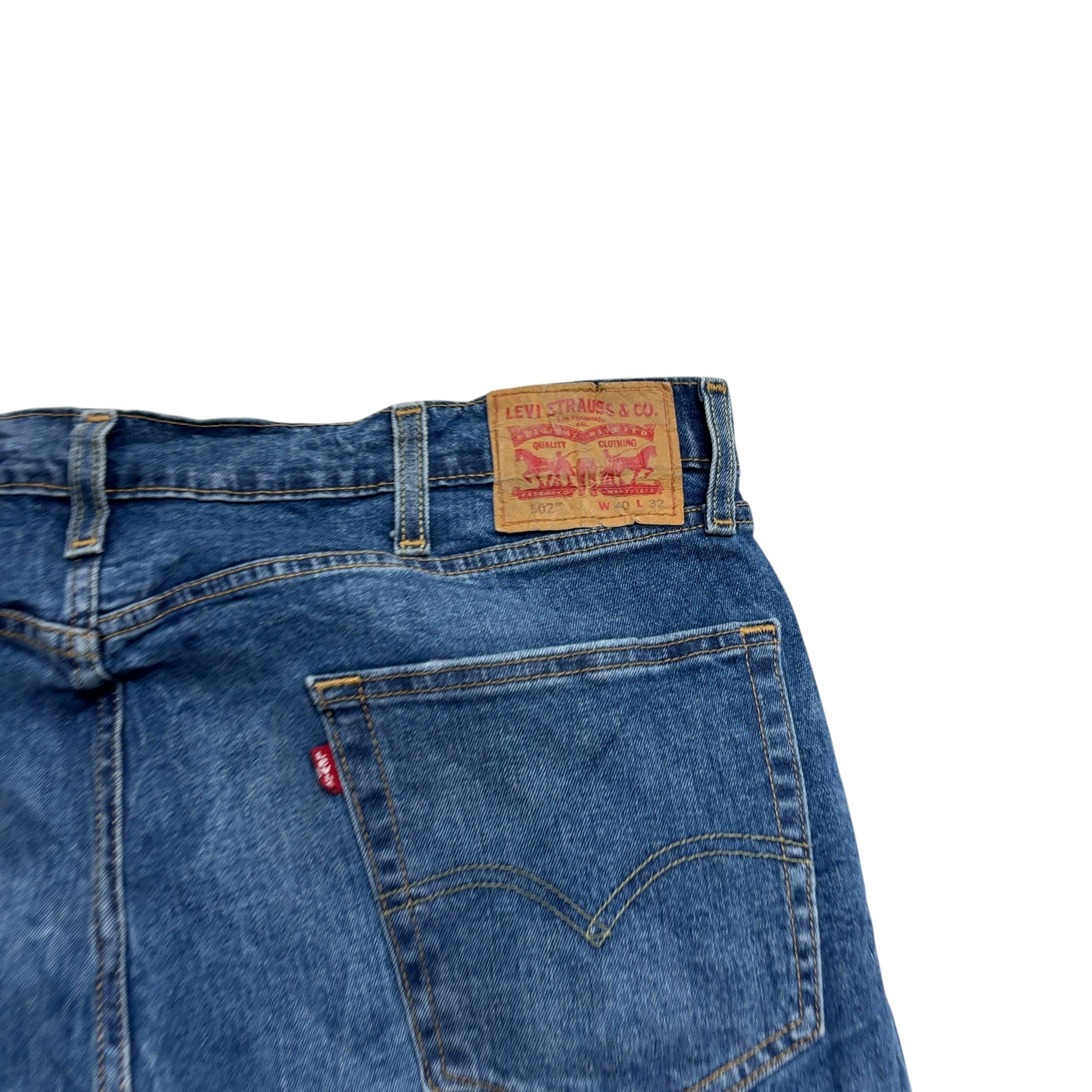 Levis 502 Jeans W40 L30 Mens Mid Blue Regular Tapered Fit Stretch Denim (E)