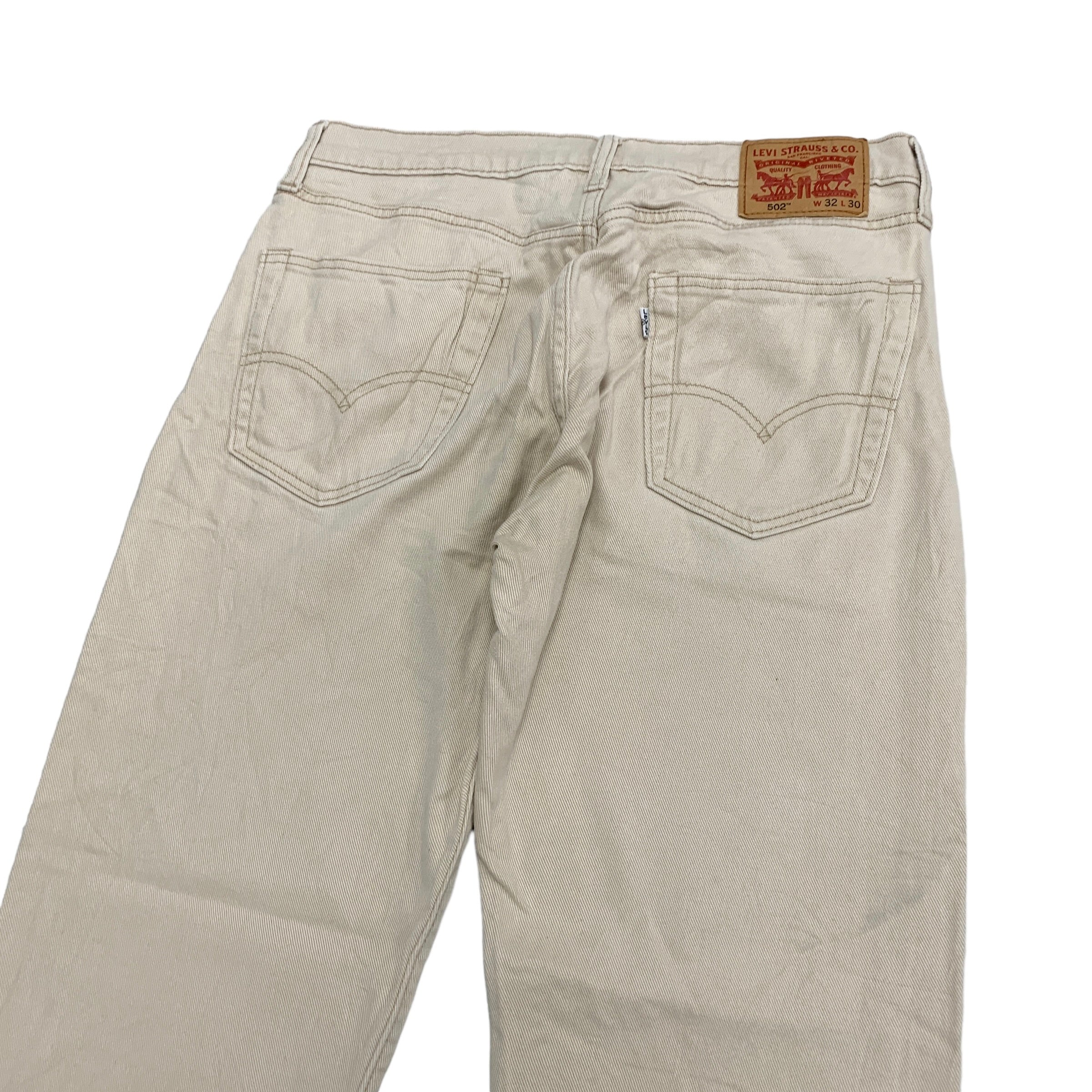 Levis 502 Jeans W32 L29 Mens Cream Regular Taper Fit Stretch Denim