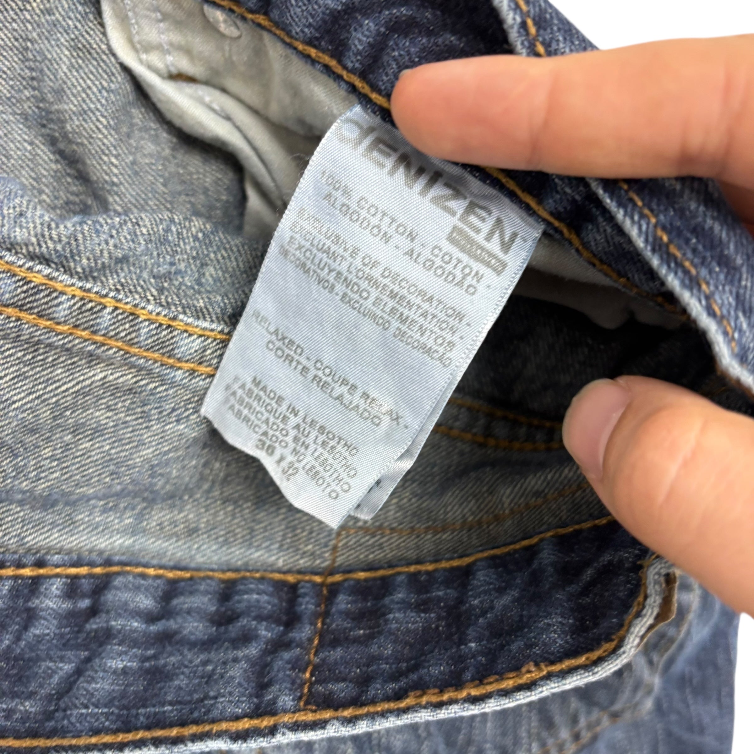 Levis Denizen Jeans W36 L32 Mens Dark Blue Relaxed Straight Vintage Denim (E)