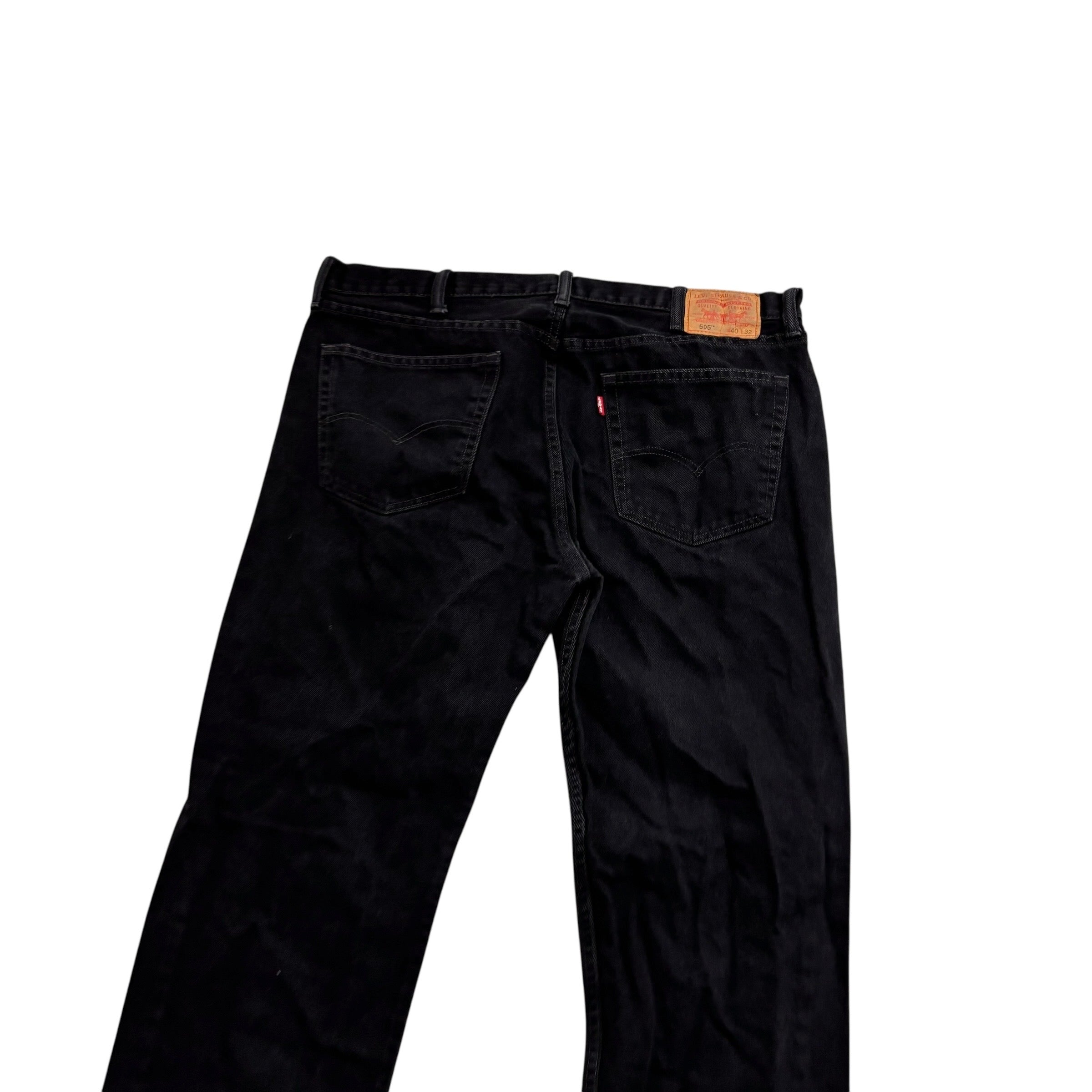 Levis 505 Jeans W40 L32 Mens Black Regular Straight Fit Vintage Denim (E)