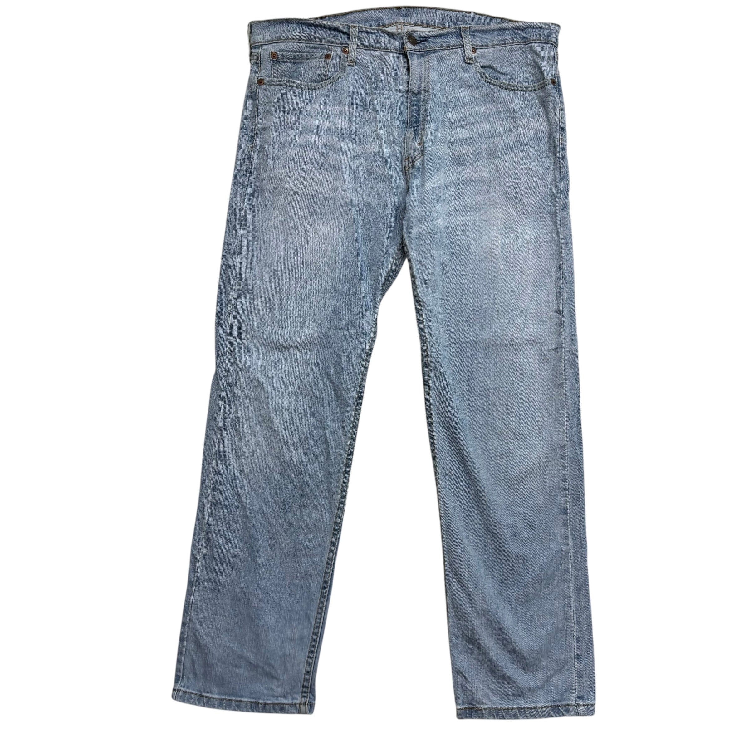 Levis 505 Jeans W38 L30 Mens Light Blue Regular Straight Fit Stretch Denim (E)