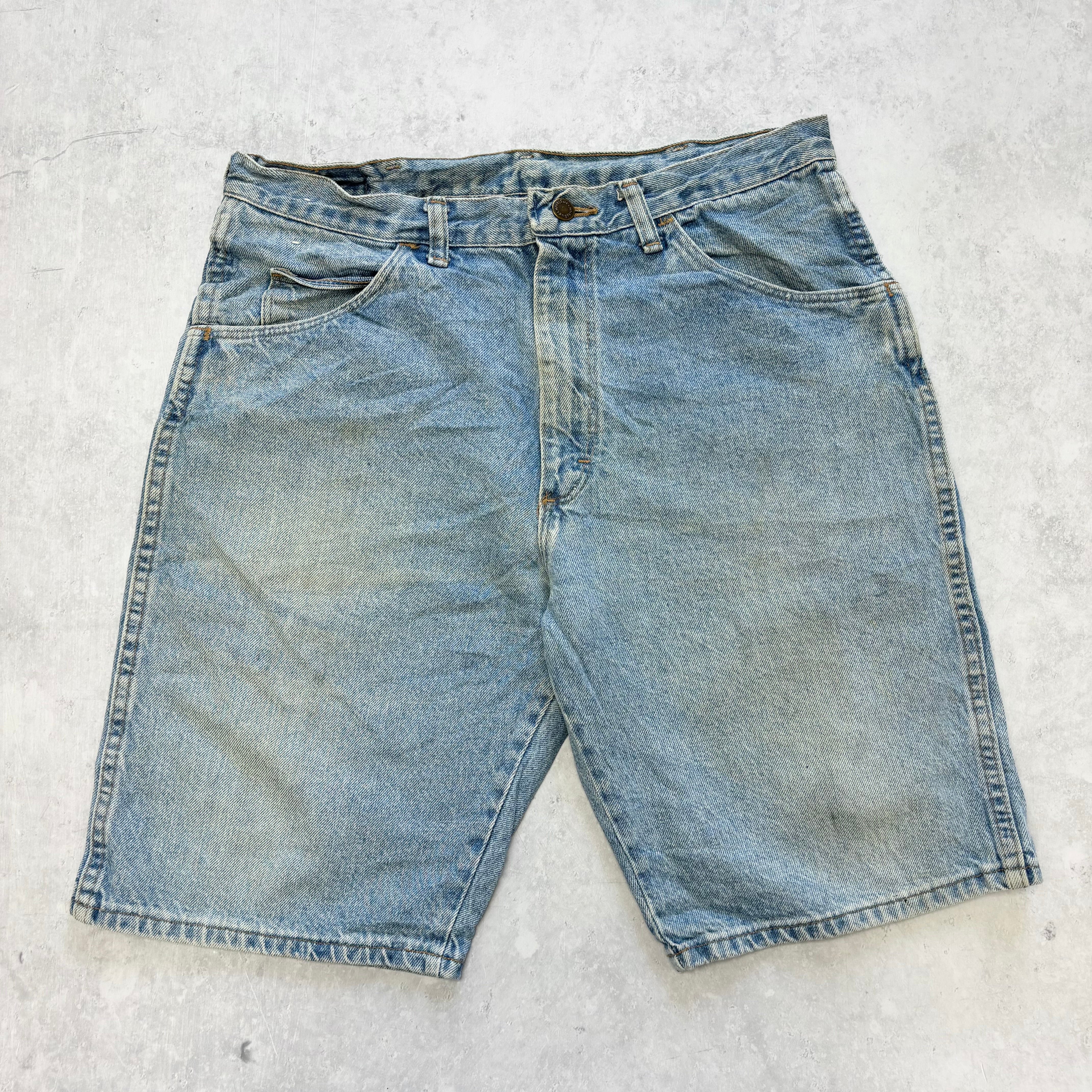 Vintage Wrangler Jorts W32 Mens Denim Shorts Light Blue Regular Fit