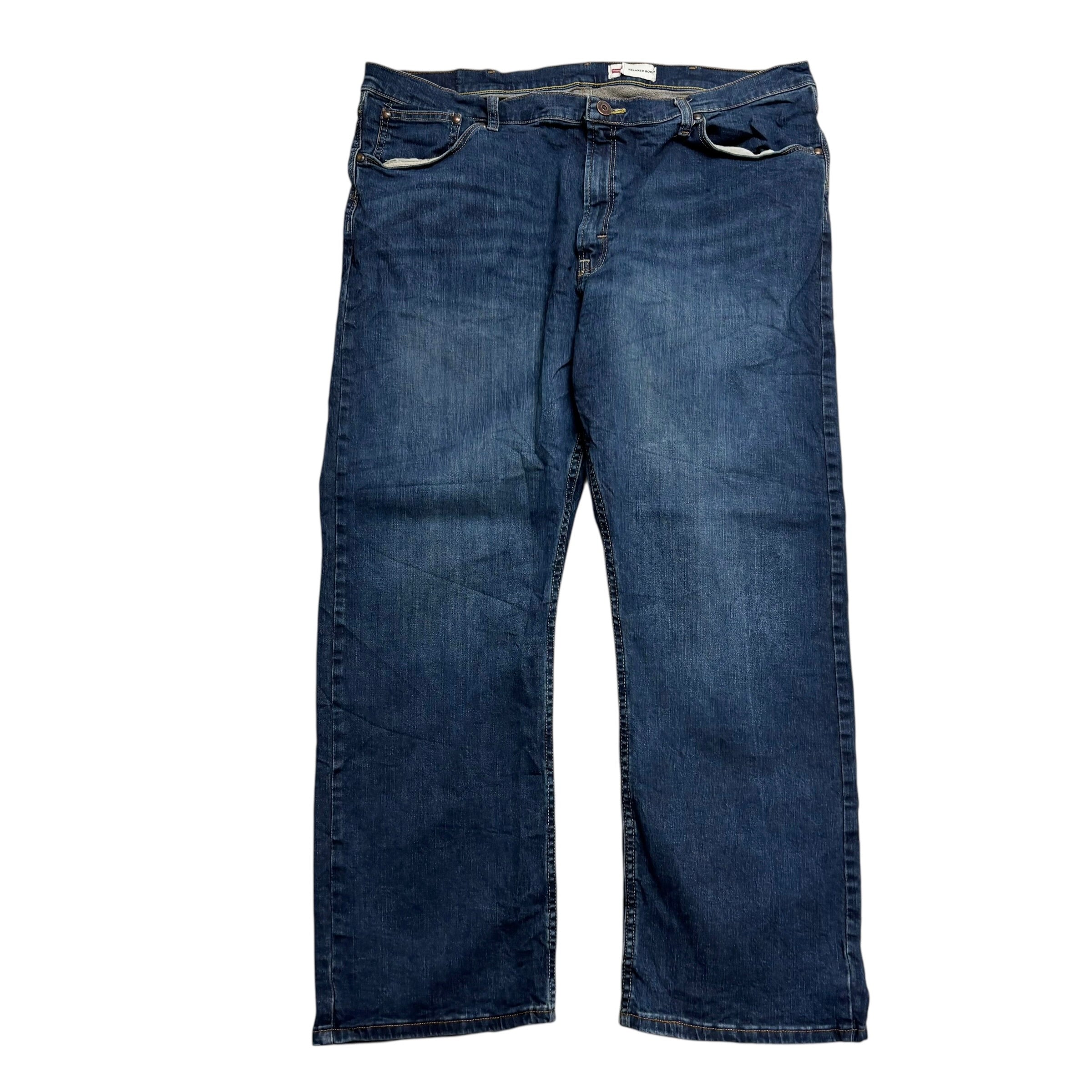 Wrangler Jeans W42 L30 Mens Dark Blue Relaxed Bootcut Fit Stretch Denim (E)