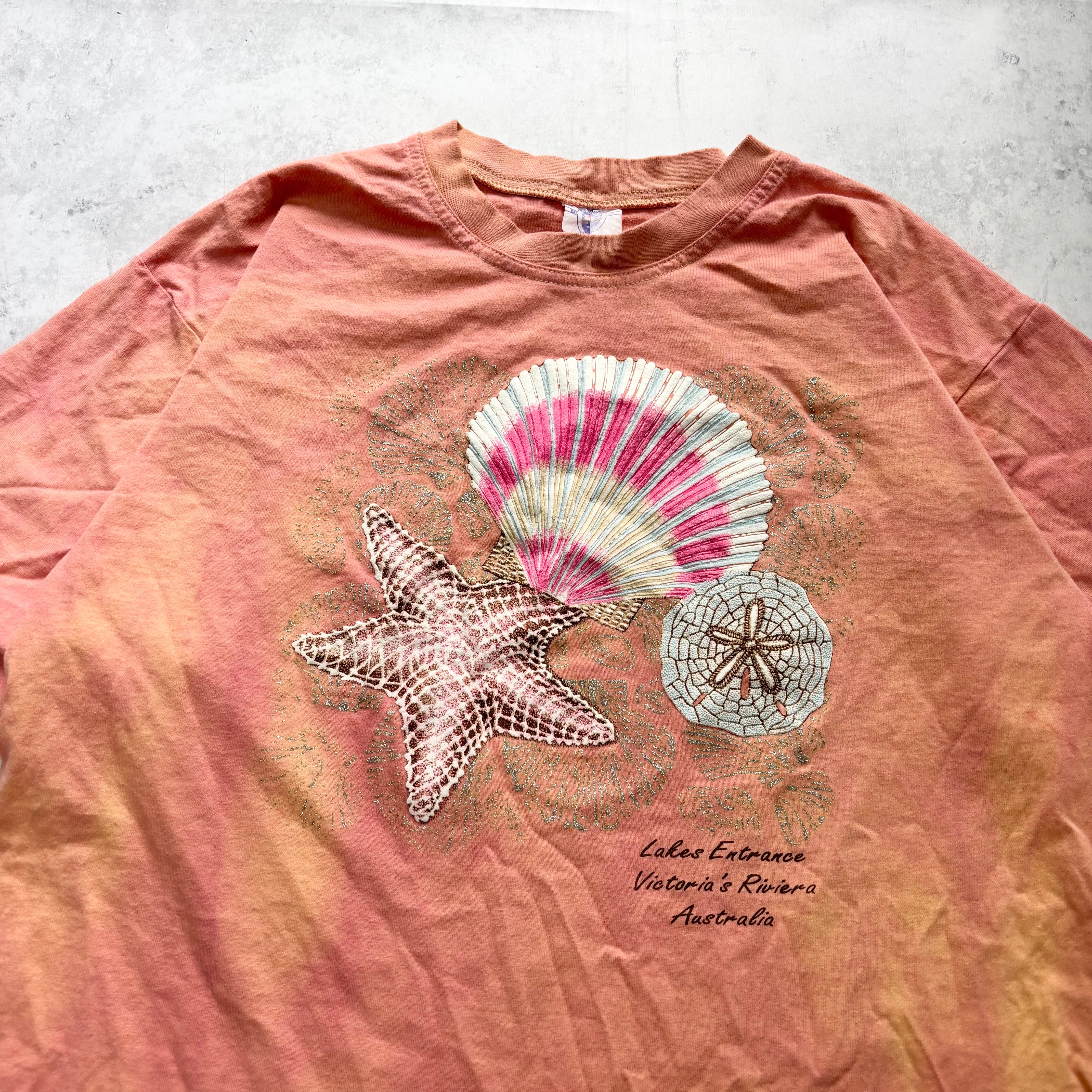 Vintage T Shirt Mens Large Pink Tie Die Single Stitch Graphic Print 90s Tourist (E)