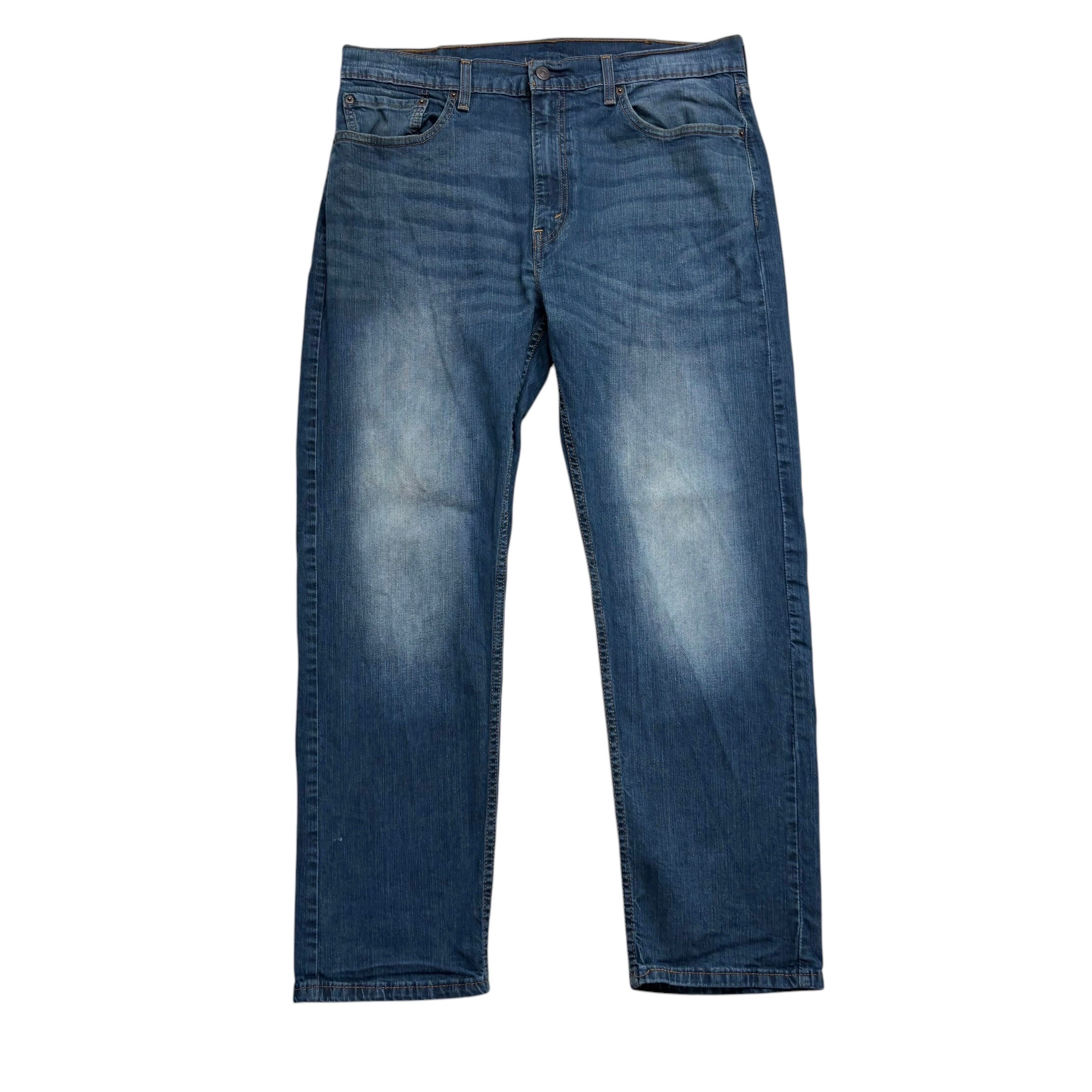 Levis 505 Jeans W38 L30 Mens Dark Blue Regular Straight Fit Stretch Denim