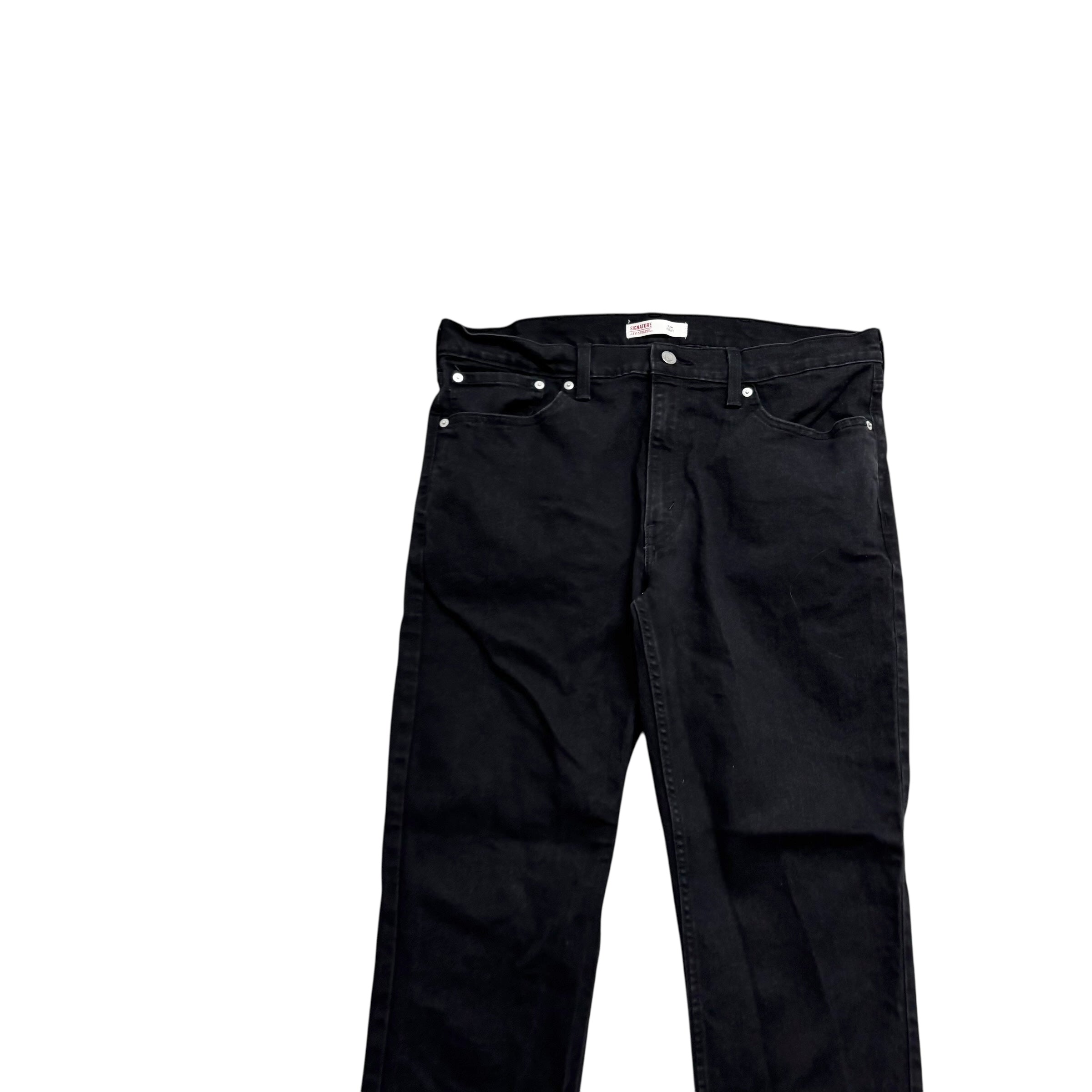 Levis Signature Jeans W38 L30 Mens Black Slim Fit Stretch Denim (E)
