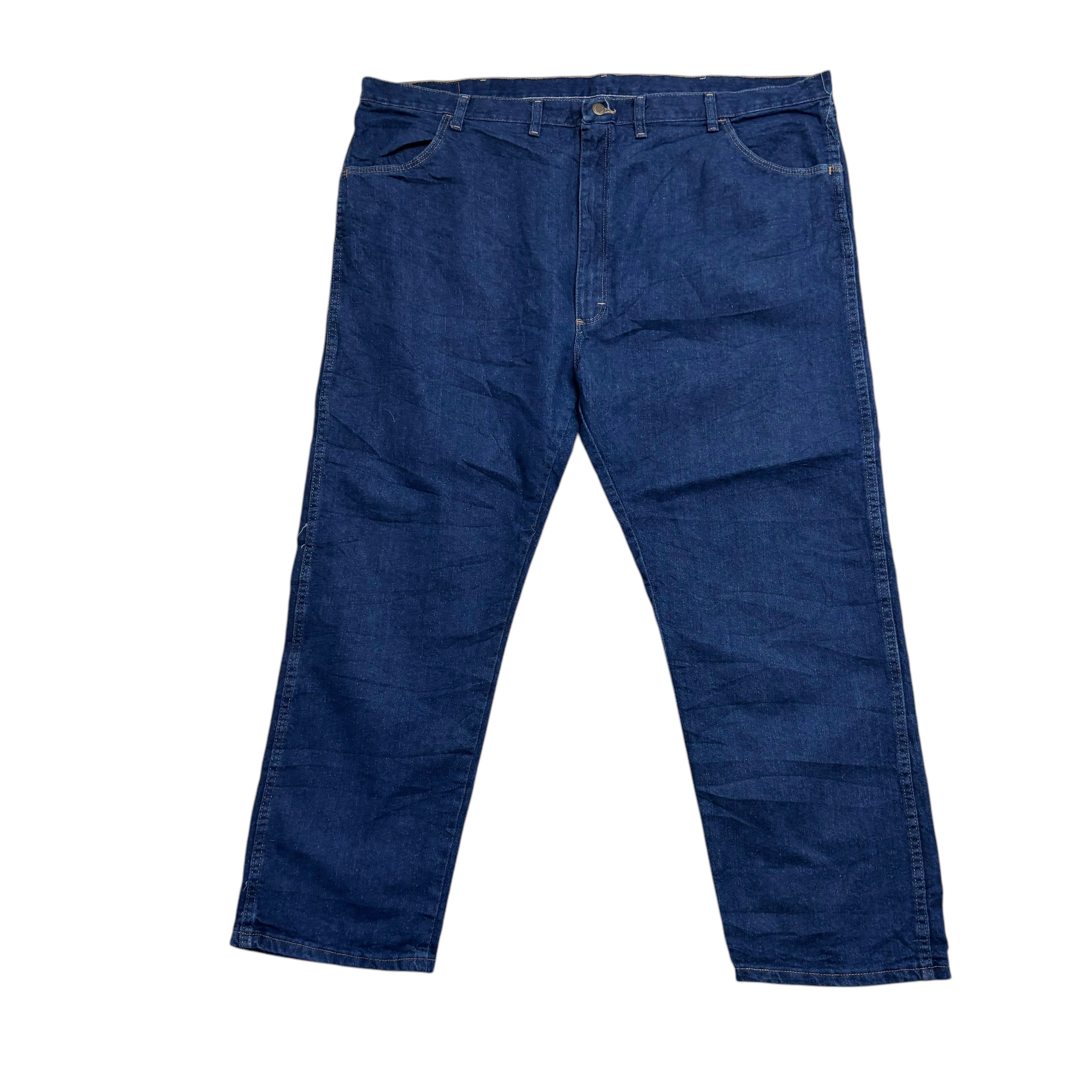 Wrangler Jeans W48 L30 Mens Dark Blue Regular Straight Fit Vintage Denim (E)