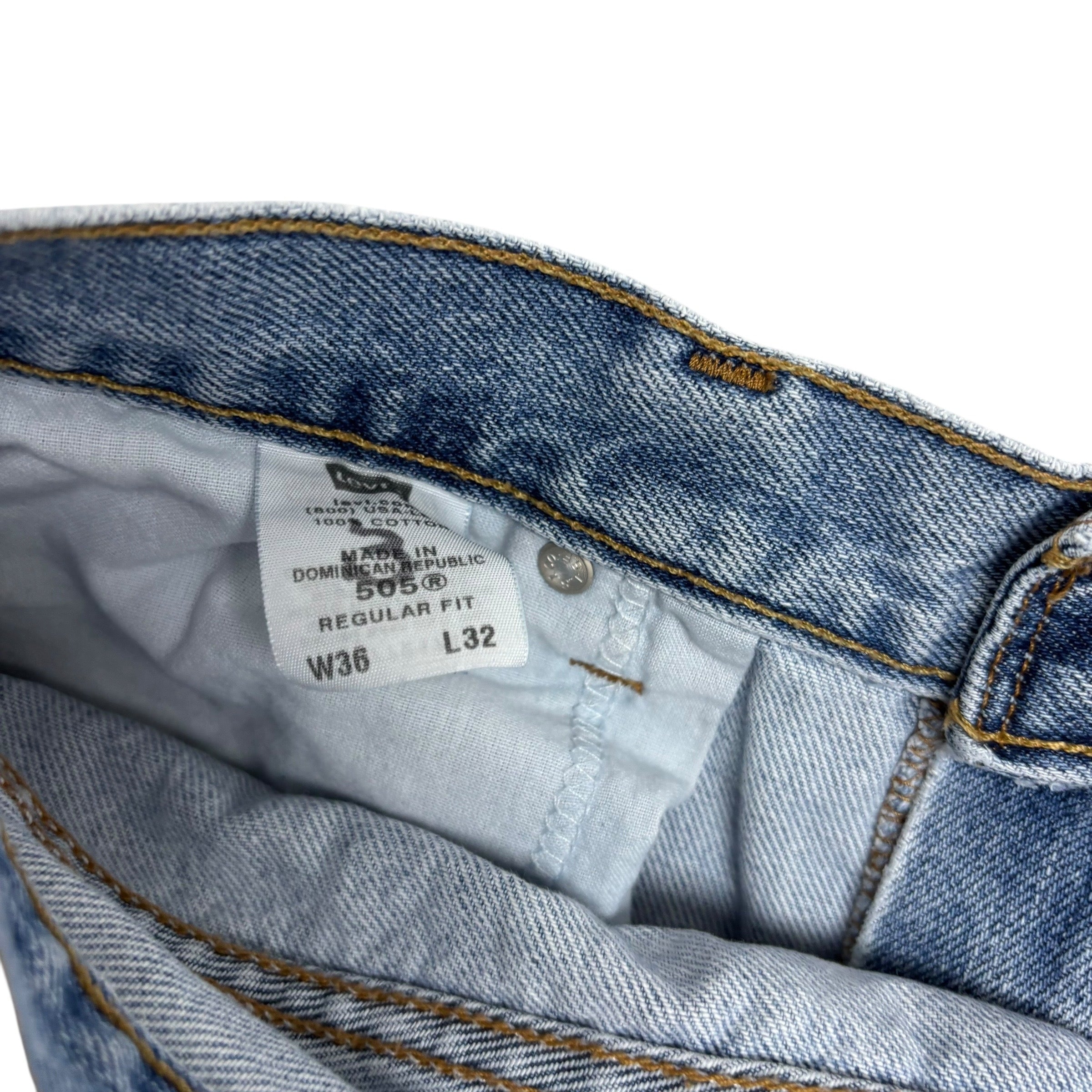 Levis 505 Jeans W36 L32 Mens Light Blue Regular Straight Fit Vintage Denim