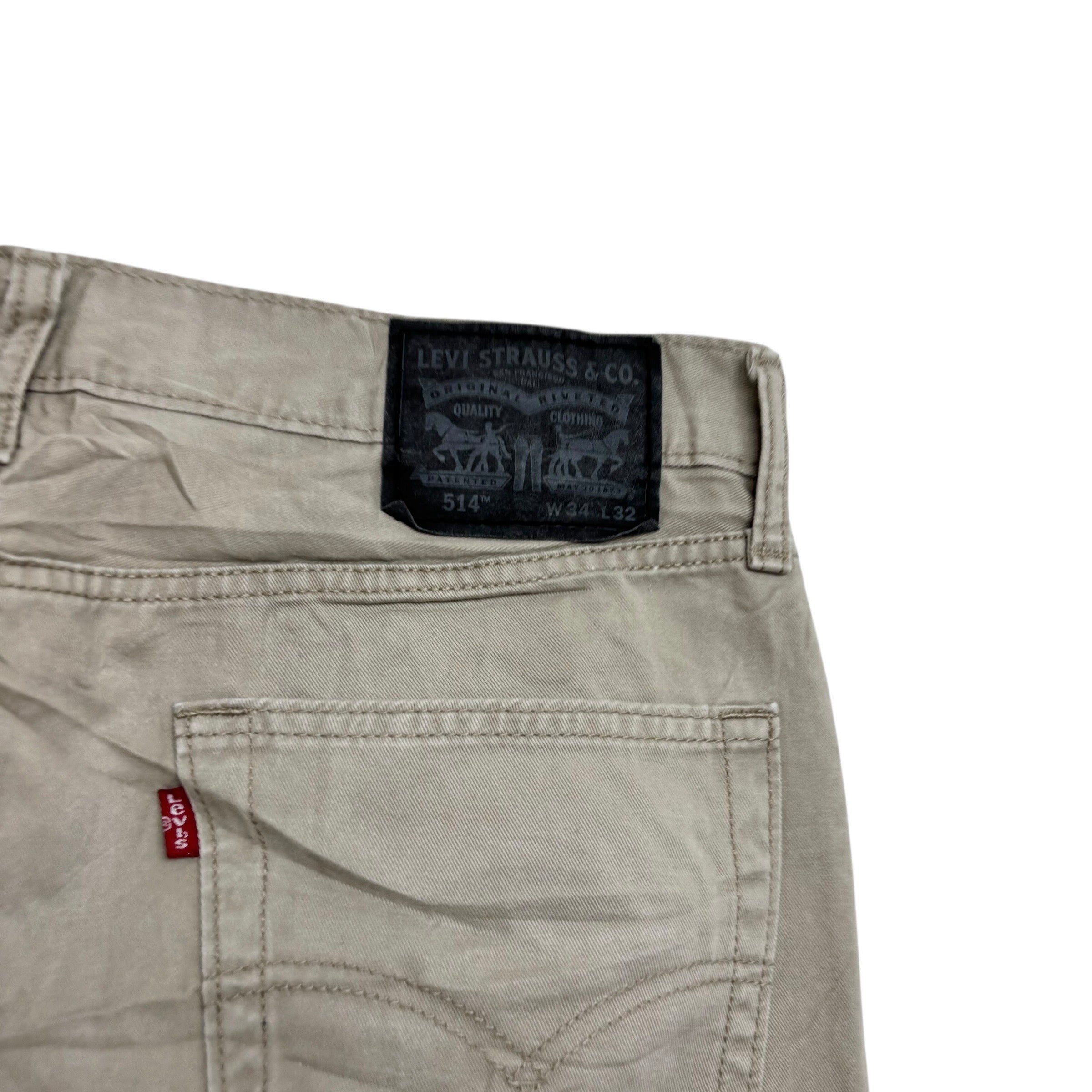 Levis 514 Trousers W34 L32 Mens Cream Regular Straight Fit Cotton Pants