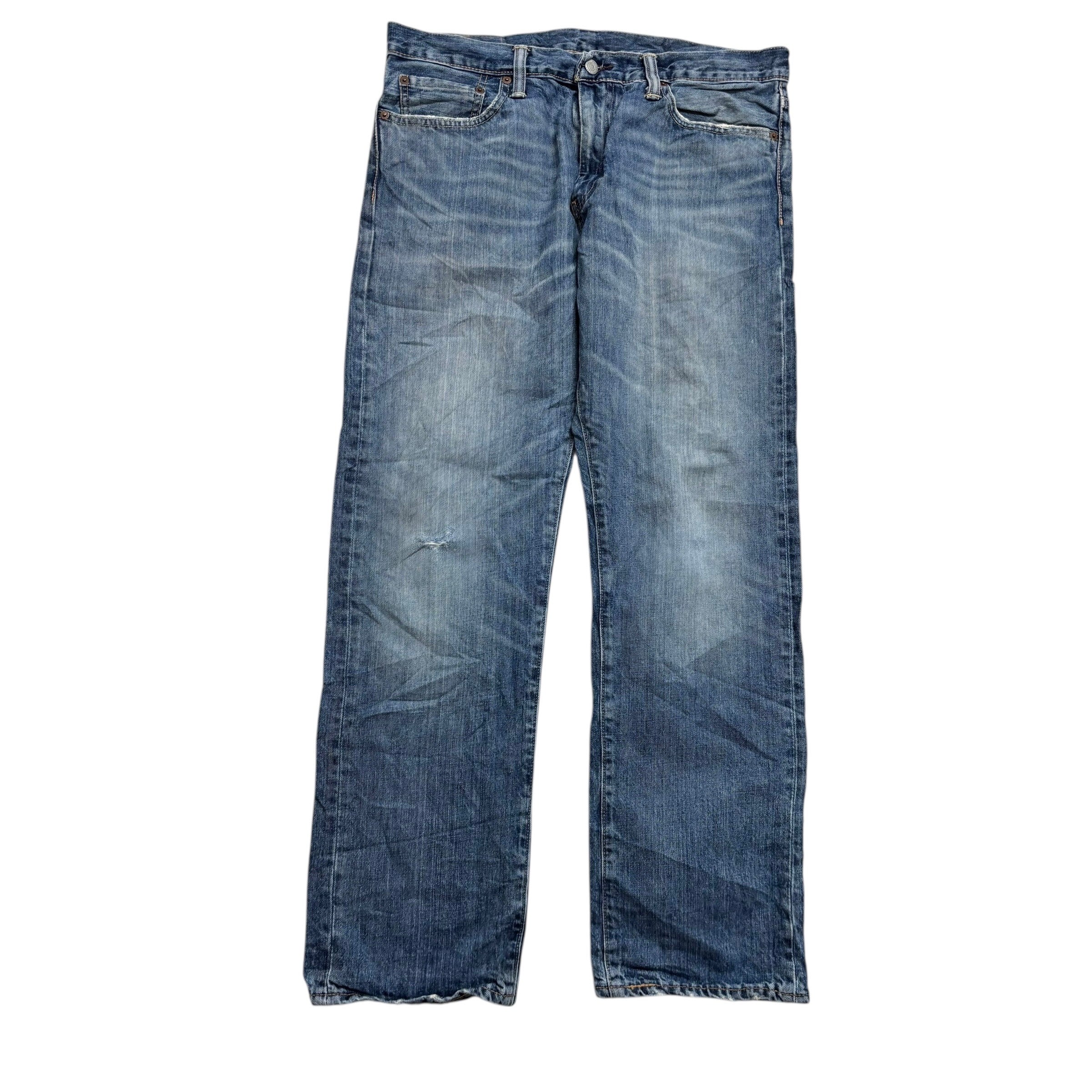 Levis 504 Jeans W34 L30 Mens Mid Blue Regular Straight Fit Denim