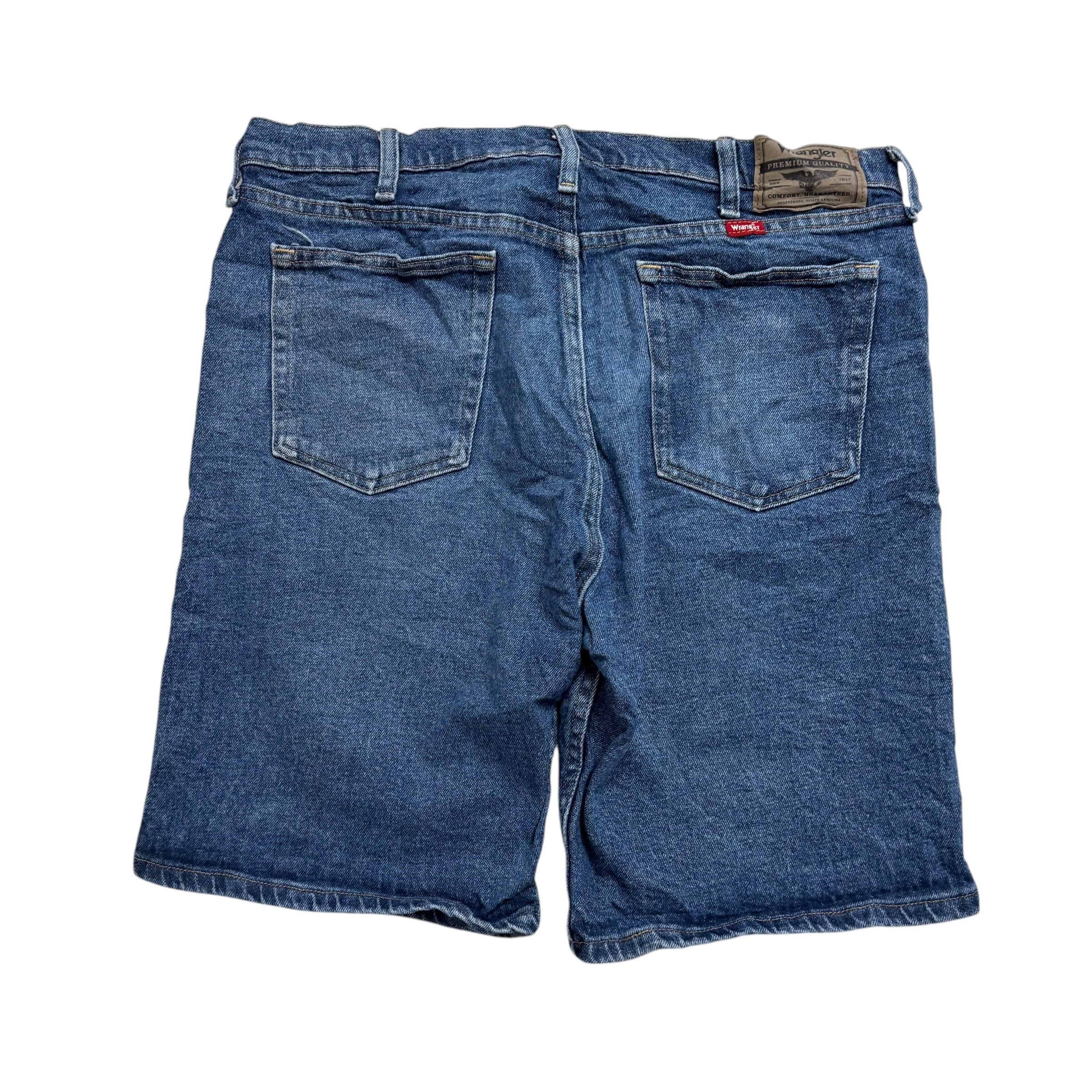 Wrangler Jorts W34 Mens Denim Shorts Mid Blue Regular Fit Stretch