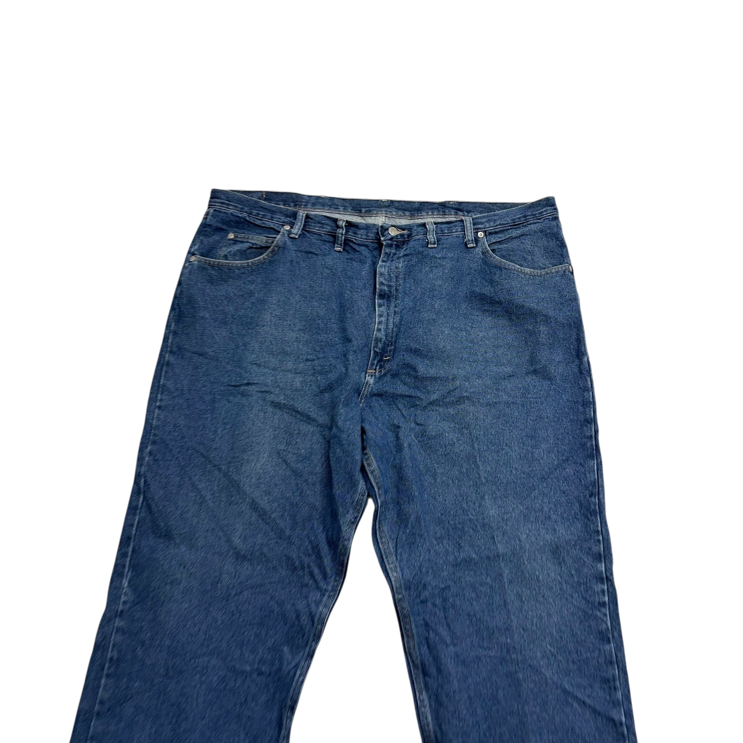 Wrangler Jeans W46 L32 Mens Dark Blue Relaxed Straight Fit Vintage Denim (E)
