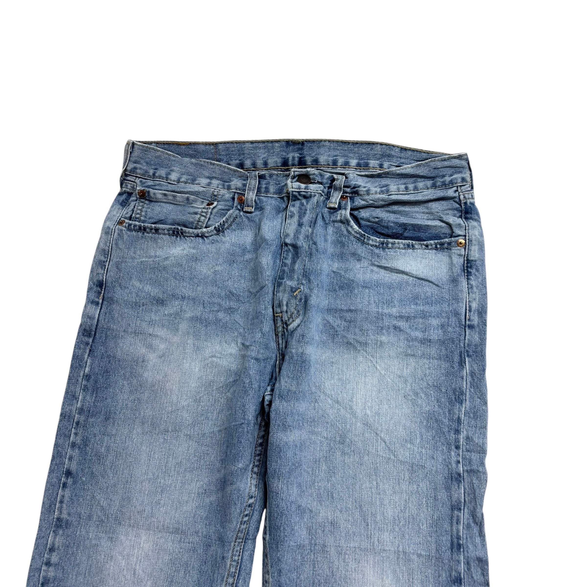 Levis 505 Jeans W34 L29 Mens Light Blue Regular Straight Fit Denim (E)