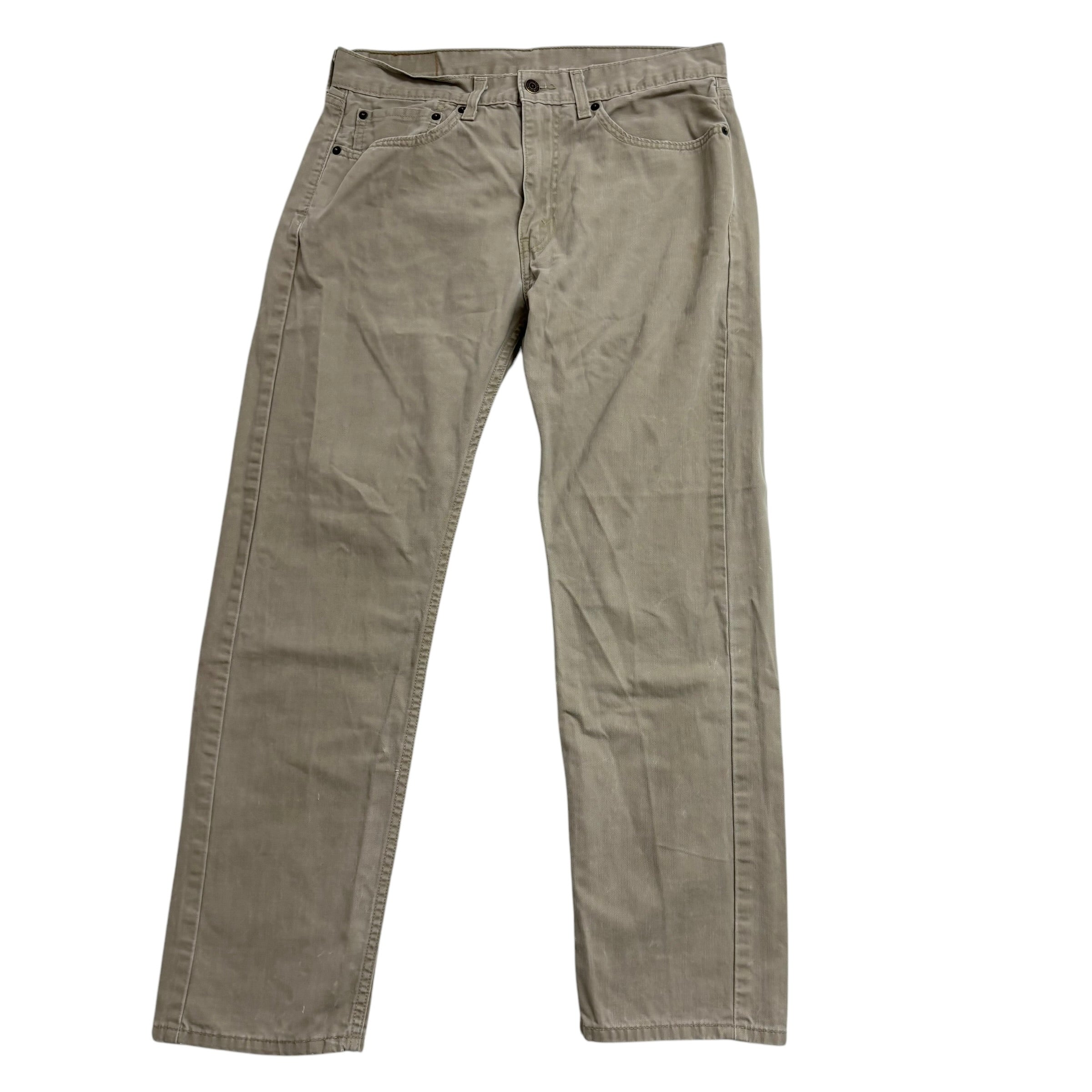 Levis 505 Trousers W34 L30 Mens Stone Regular Straight Fit Cotton Pants