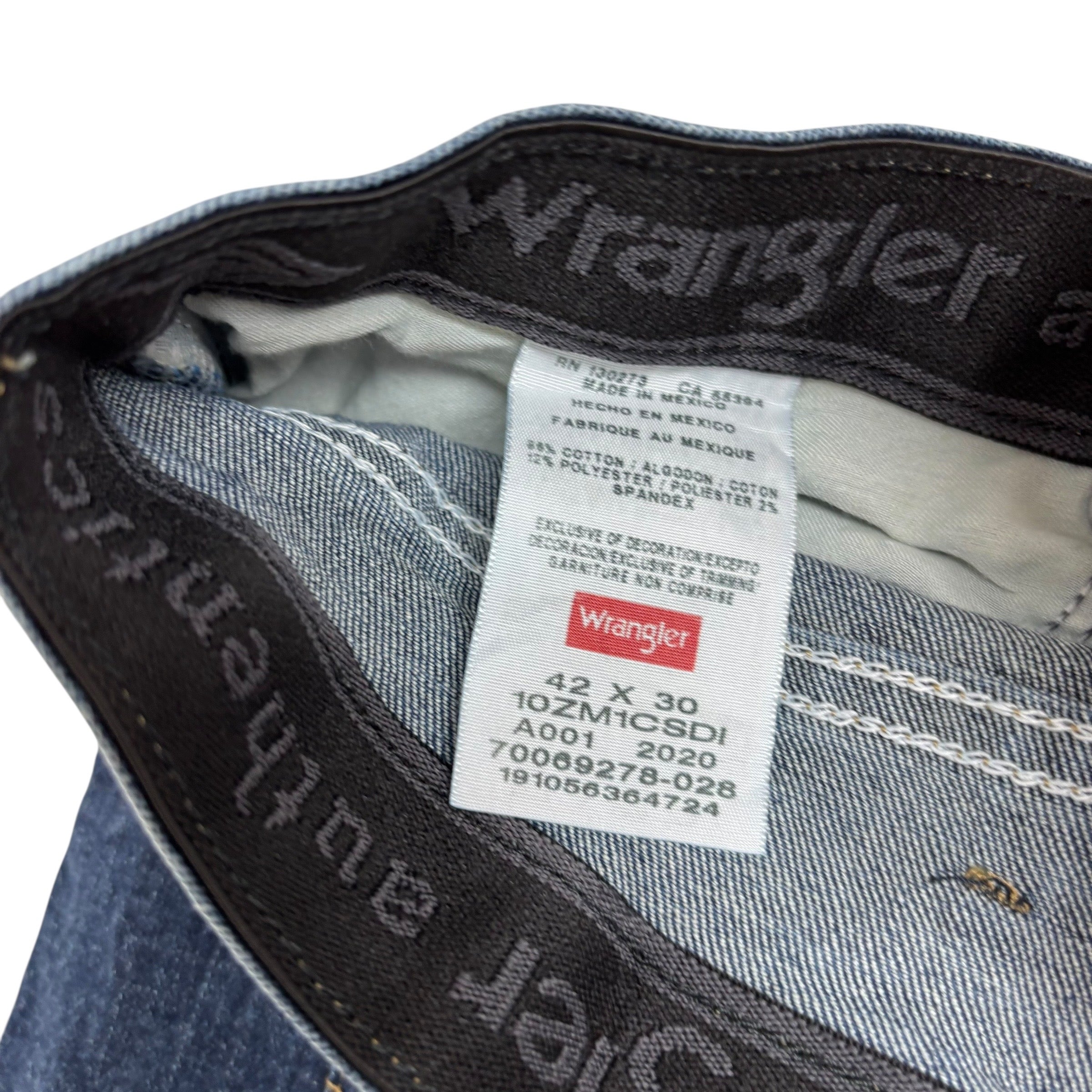 Wrangler Jeans W42 L30 Mens Dark Blue Regular Straight Fit Stretch Denim (E)