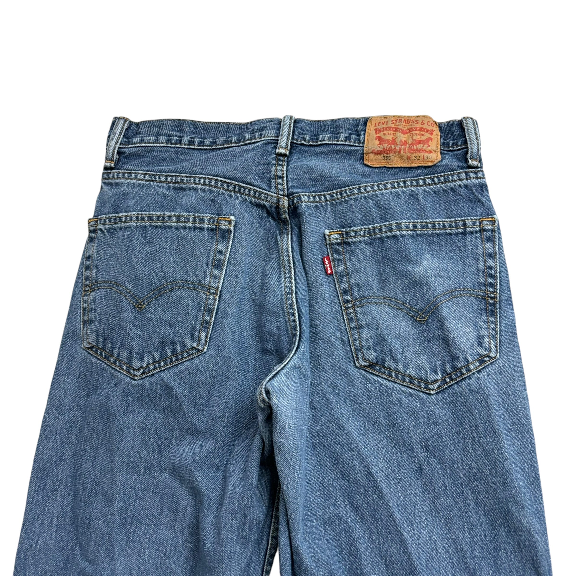 Levis 550 Jeans W32 L30 Mens Mid Blue Baggy Relaxed Straight Fit Denim