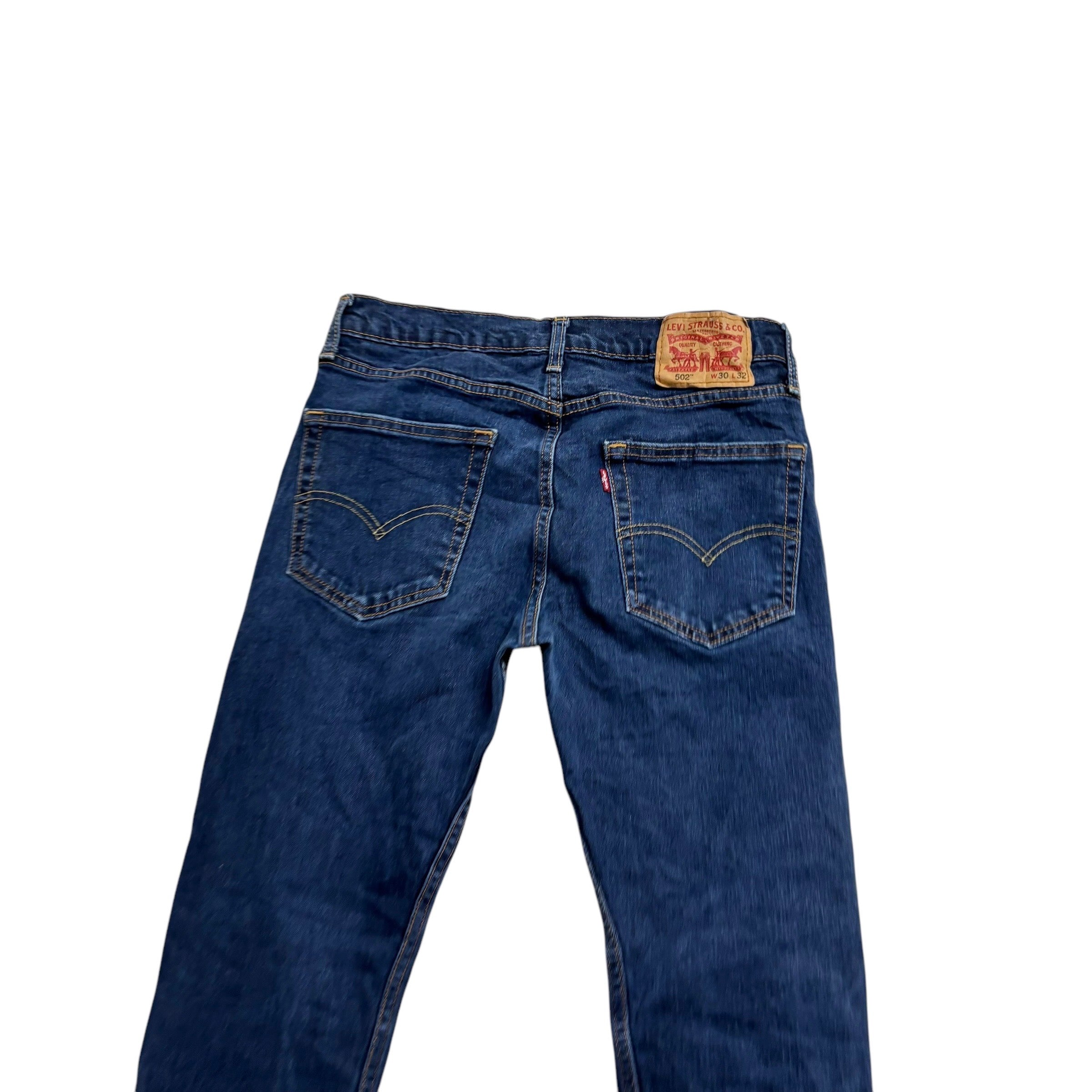 Levis 502 Jeans W30 L31 Mens Dark Blue Regular Tapered Fit Stretch Denim (E)