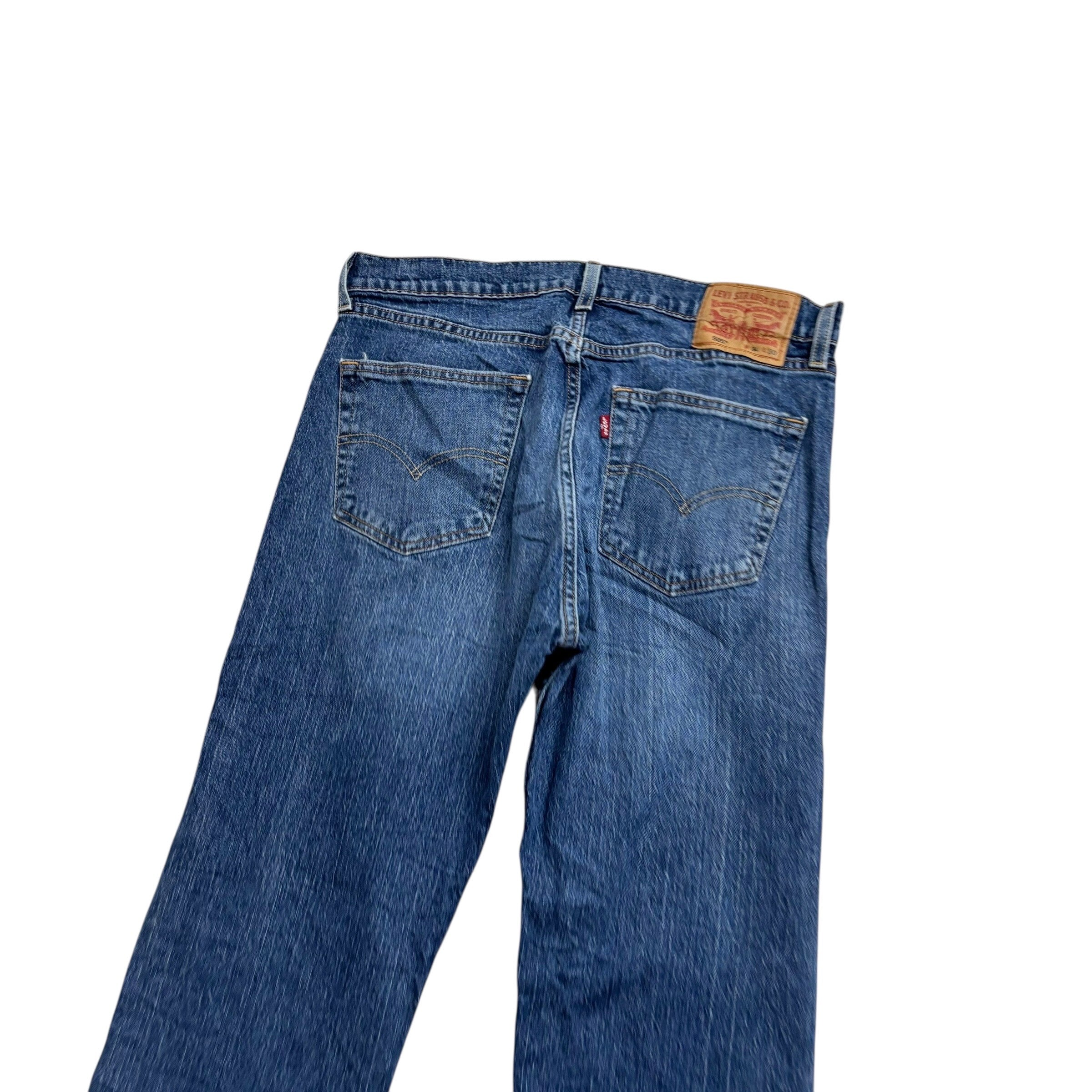 Levis 505 Jeans W33 L30 Mens Mid Blue Regular Straight Fit Stretch Denim (E)