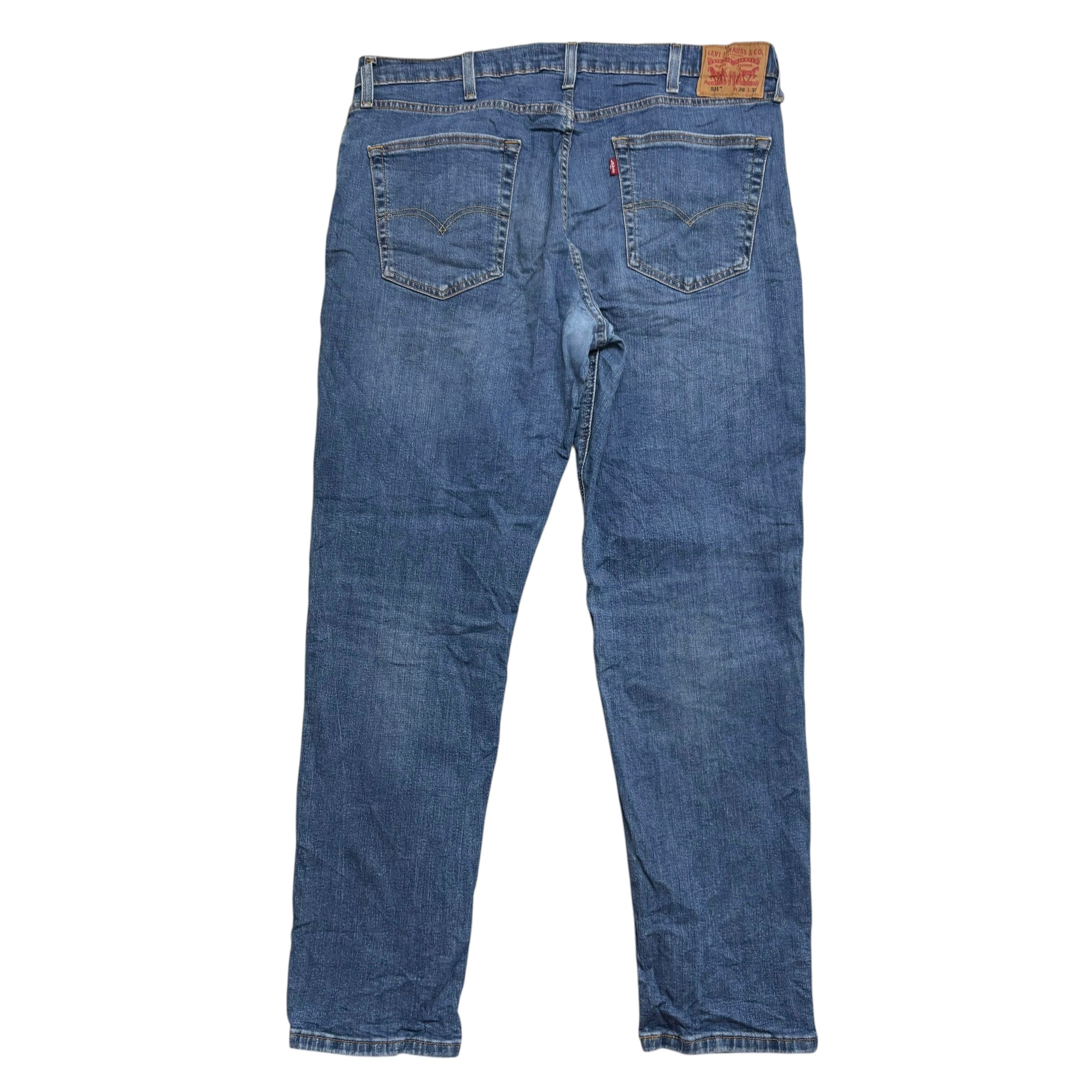 Levis 531 Jeans W38 L32 Mens Mid Blue Tapered Skinny Fit Stretch Denim