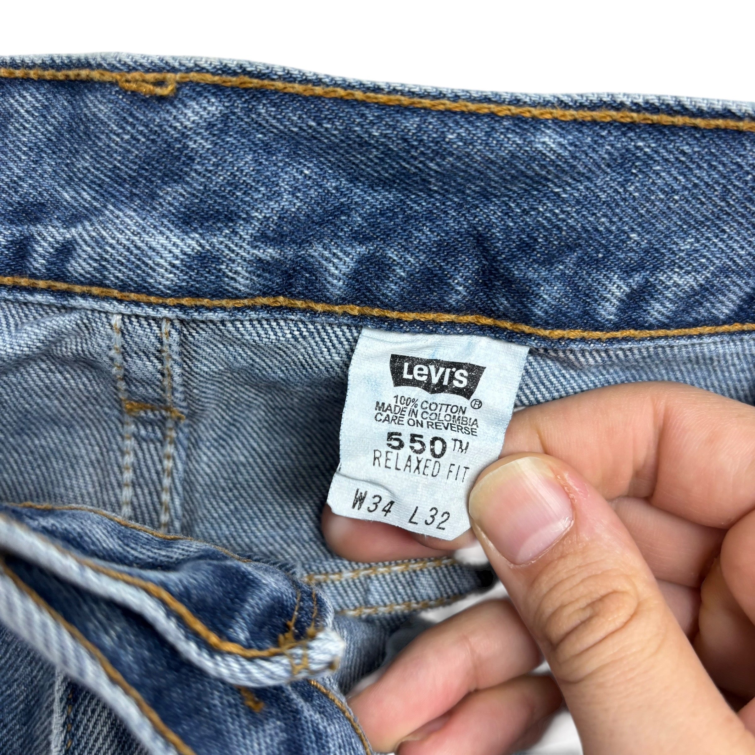 Levis 550 Jeans W32 L32 Mens Mid Blue Baggy Relaxed Straight Vintage Denim (E)