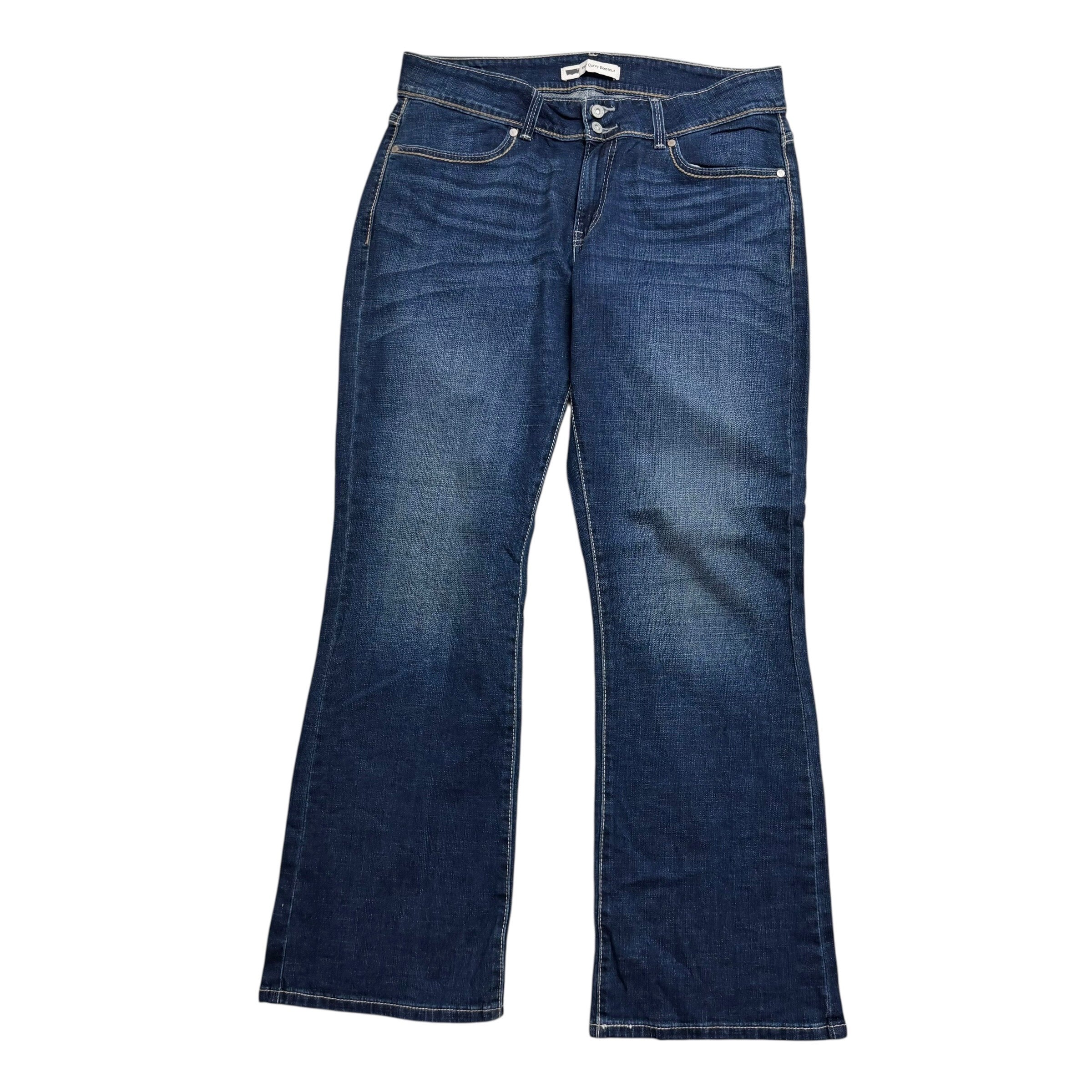 Levis 529 Jeans W32 L32 Womens Curvy Bootcut Dark Blue Stretch Denim (E)