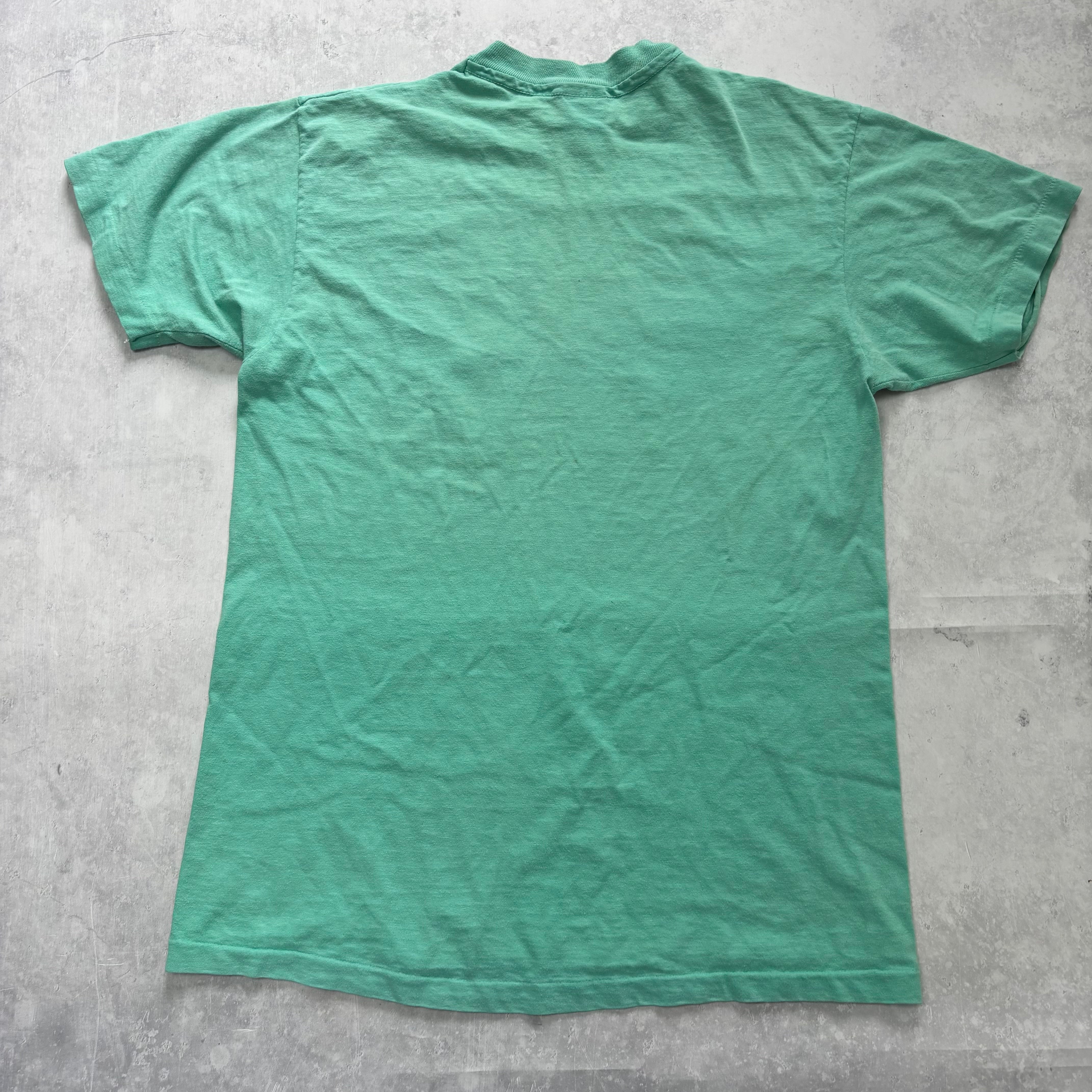 Vintage T Shirt Mens Medium Green Single Stitch Graphic Print 90s Nature