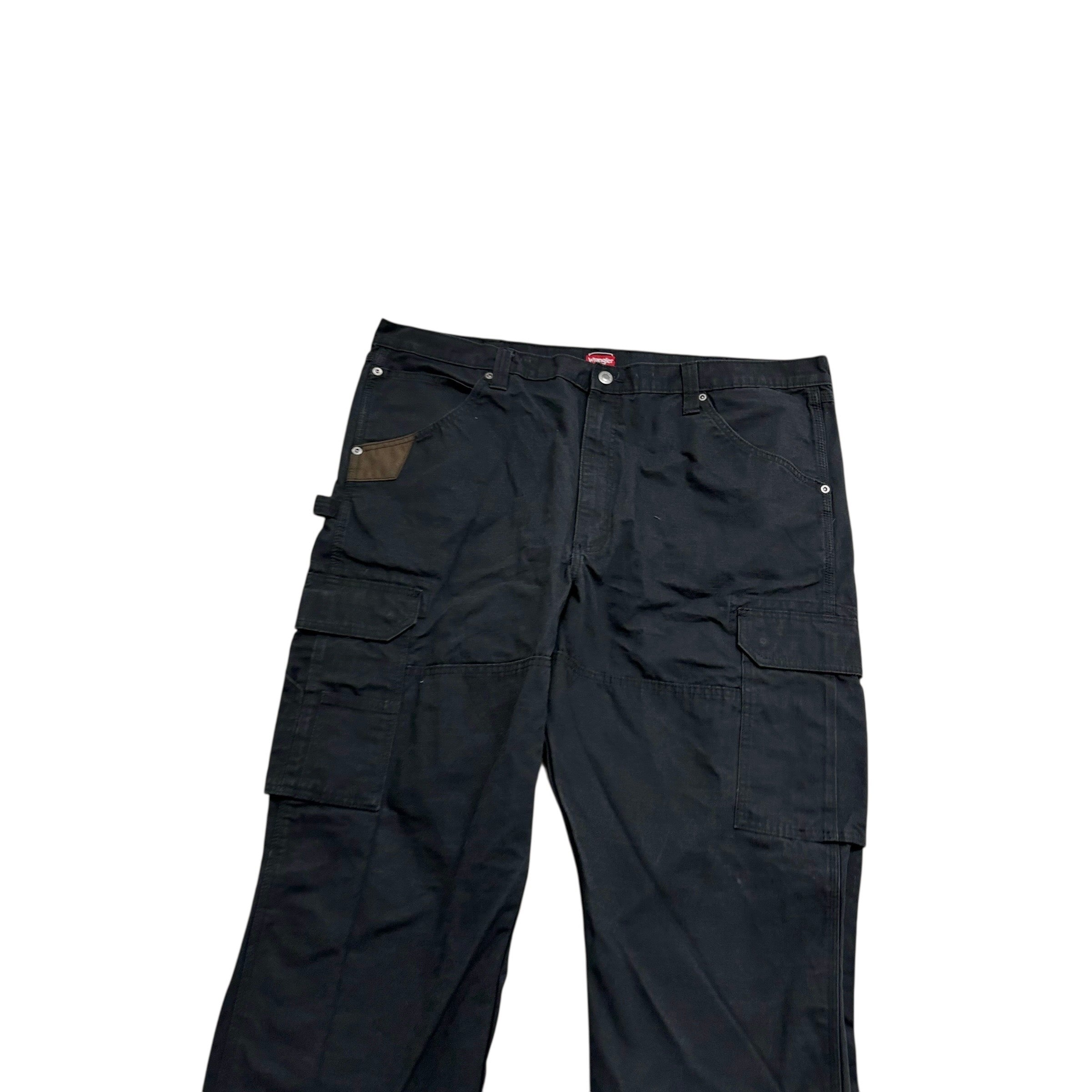 Wrangler Cargo Pants W42 L30 Mens Black Relaxed Straight Carpenter Trousers (E)