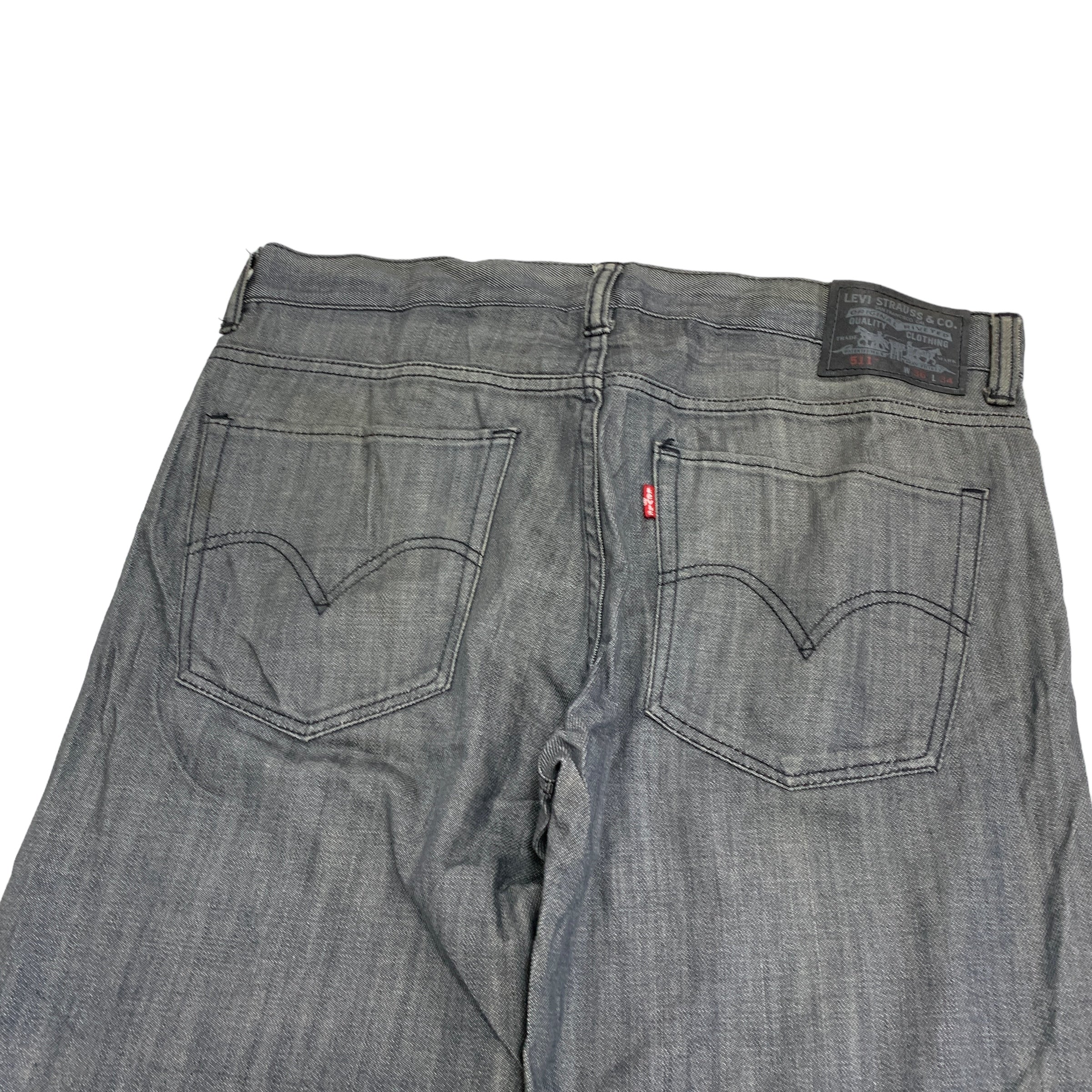 Levis 511 Jeans W36 L34 Mens Grey Slim Straight Fit Vintage Denim