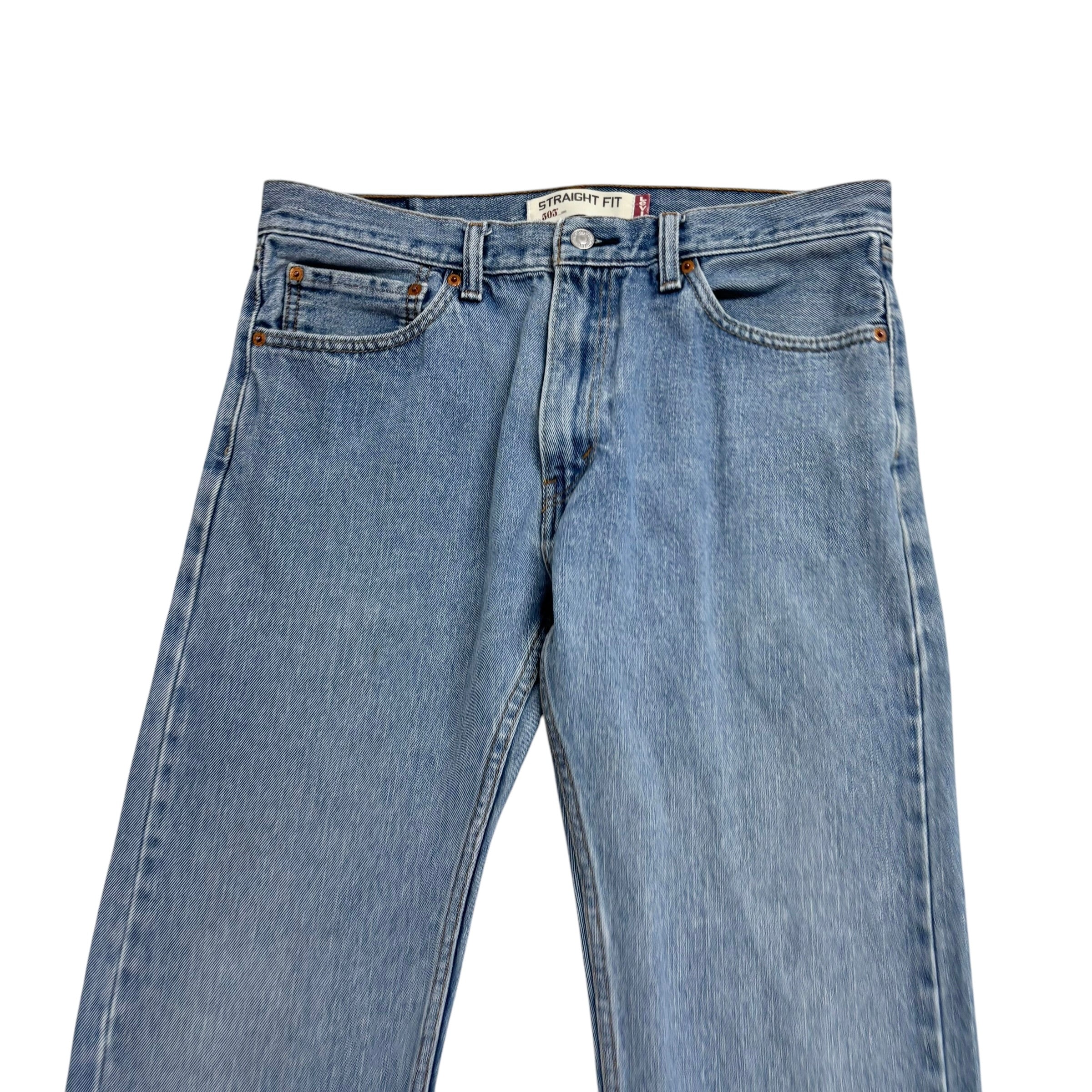 Levis 505 Jeans W34 L30 Mens Light Blue Regular Straight Fit Vintage Denim
