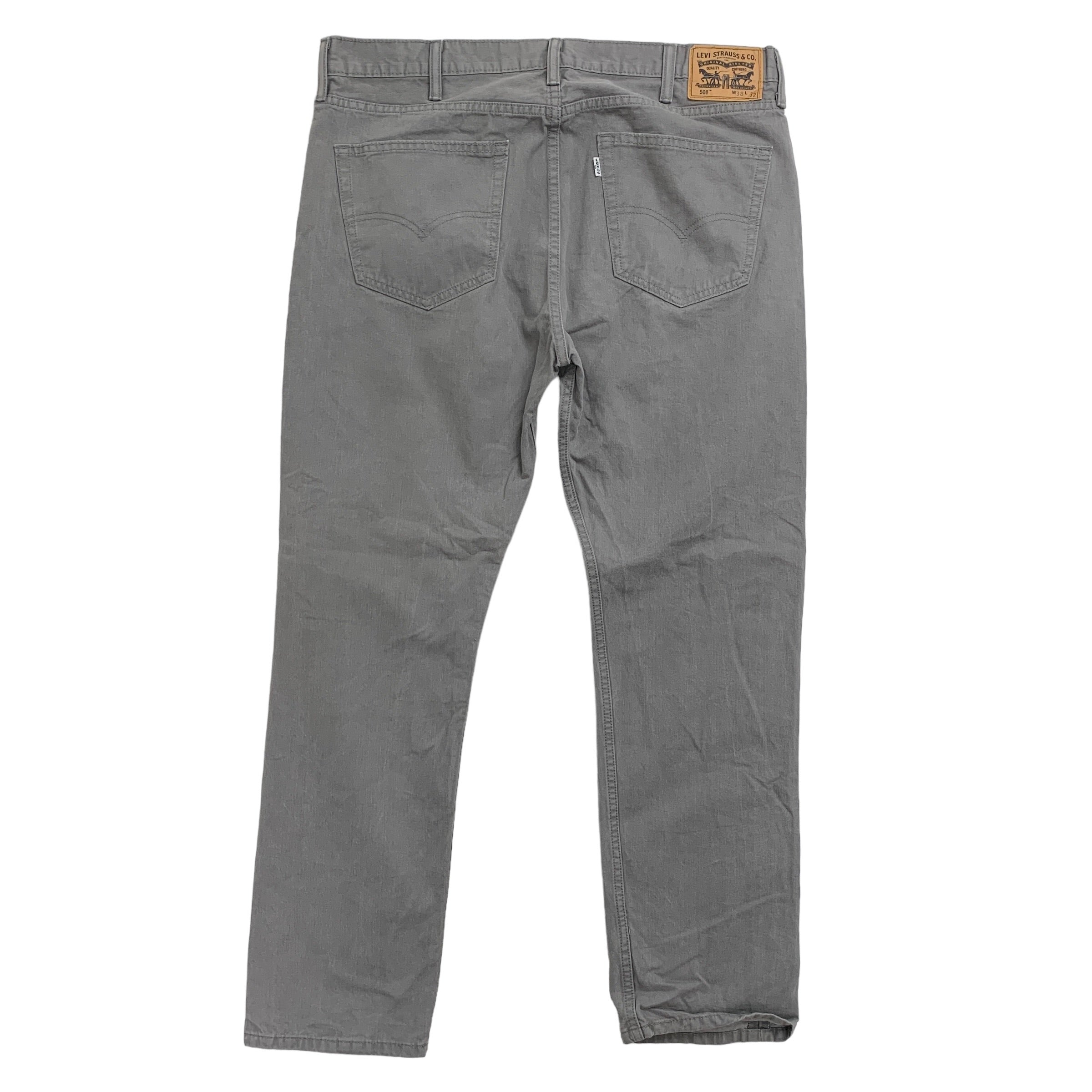 Levis 508 Trousers W38 L32 Mens Grey Regular Tapered Fit Cotton Pants