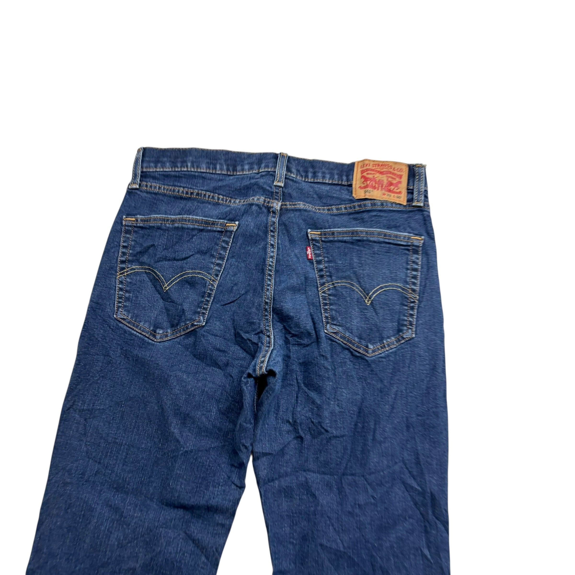 Levis 541 Jeans W33 L29 Mens Dark Blue Athletic Tapered Fit Stretch Denim (E)