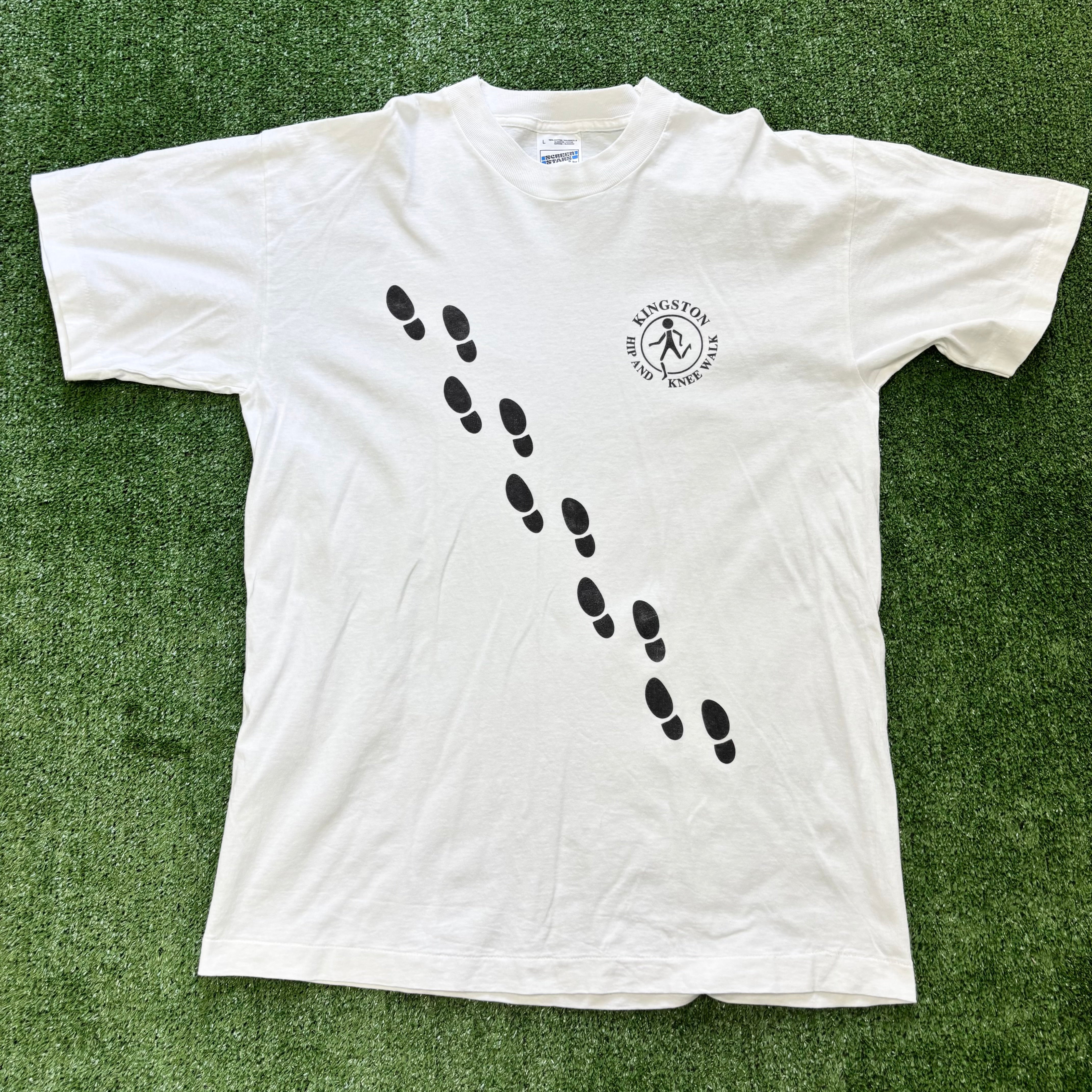 Vintage T Shirt Mens Large White Single Stitch Graphic Print 90s USA (E)