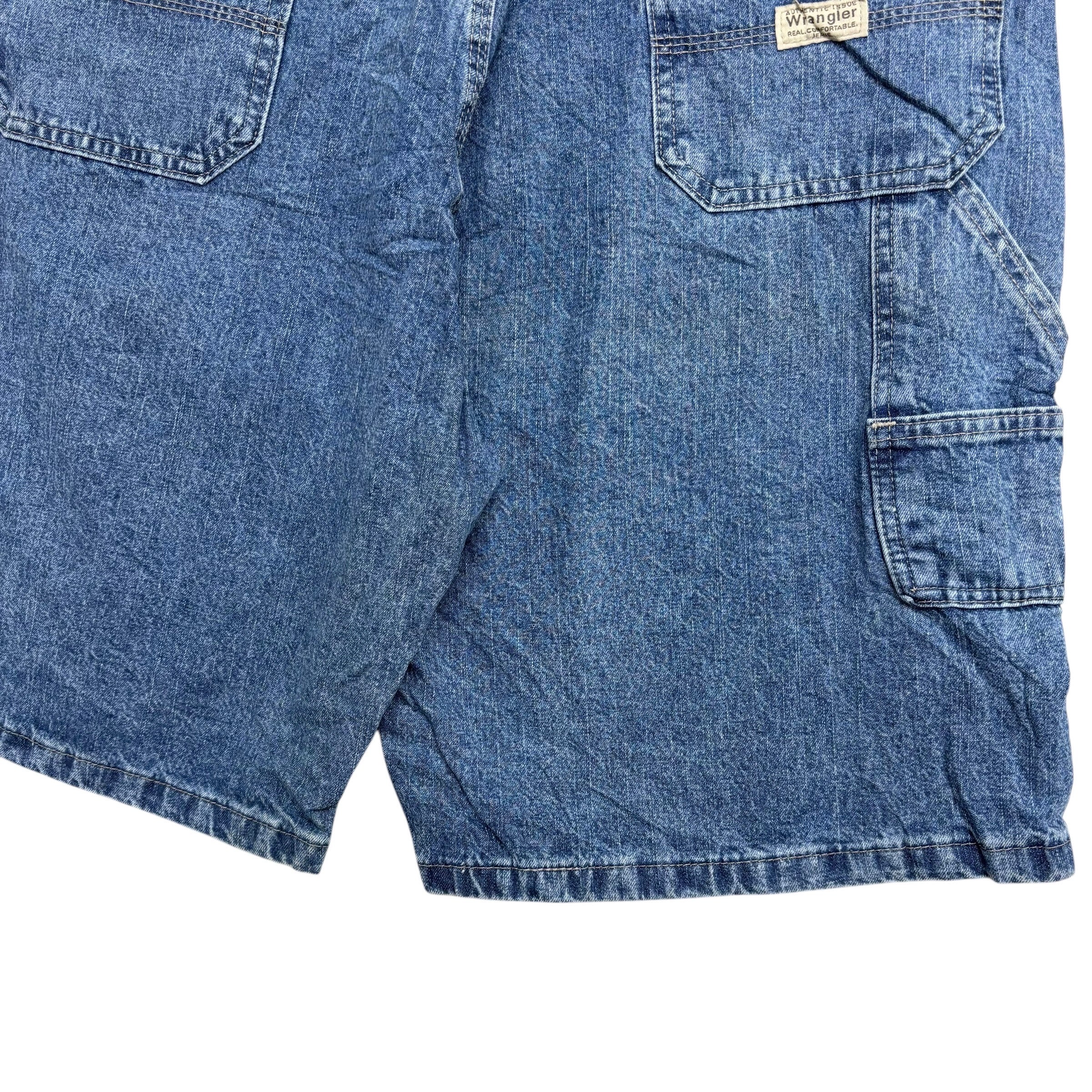 Vintage Wrangler Baggy Jorts W38 Mens Mid Blue Denim Shorts Relaxed Carpenter