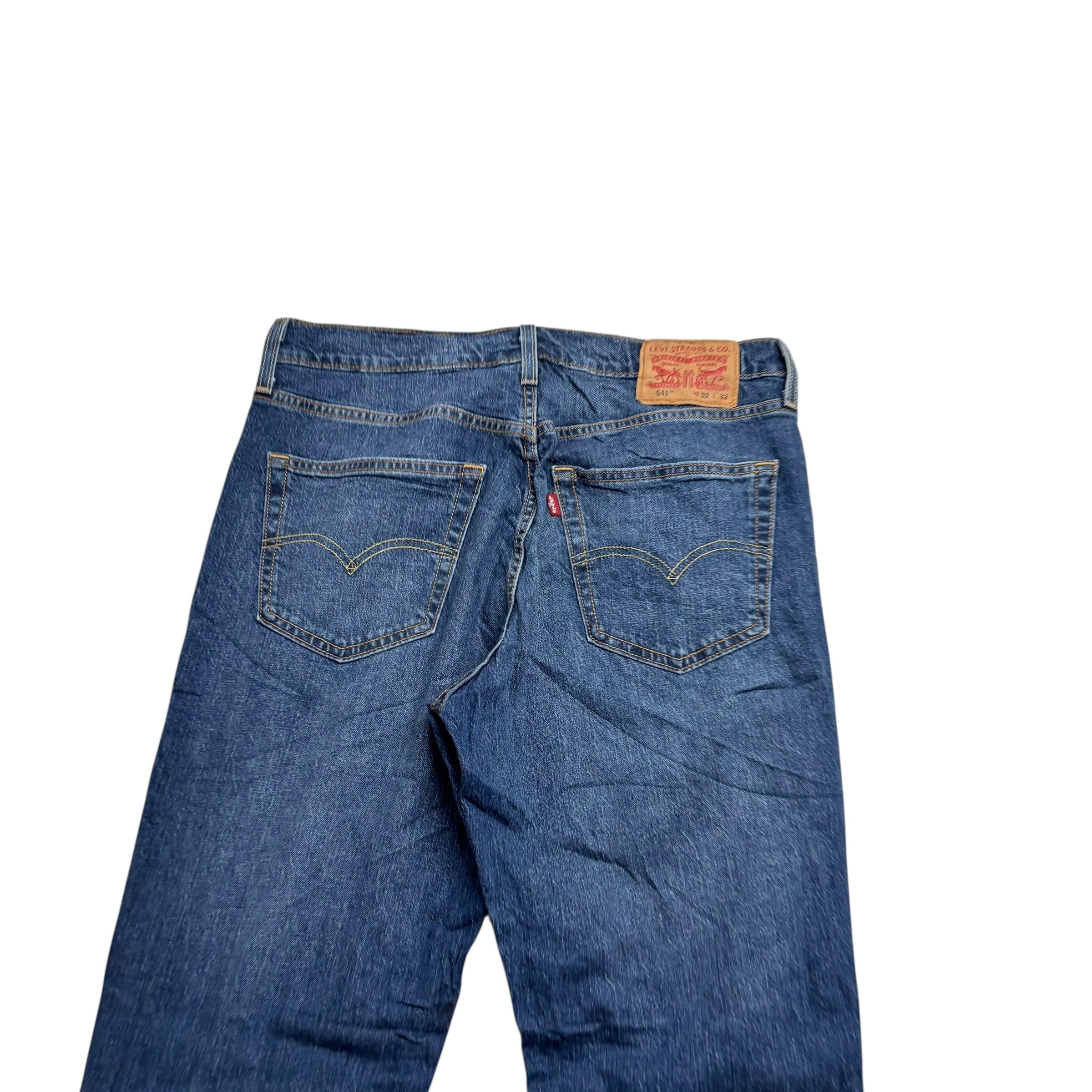 Levis 541 Jeans W32 L32 Mens Mid Blue Athletic Tapered Fit Stretch Denim (F)