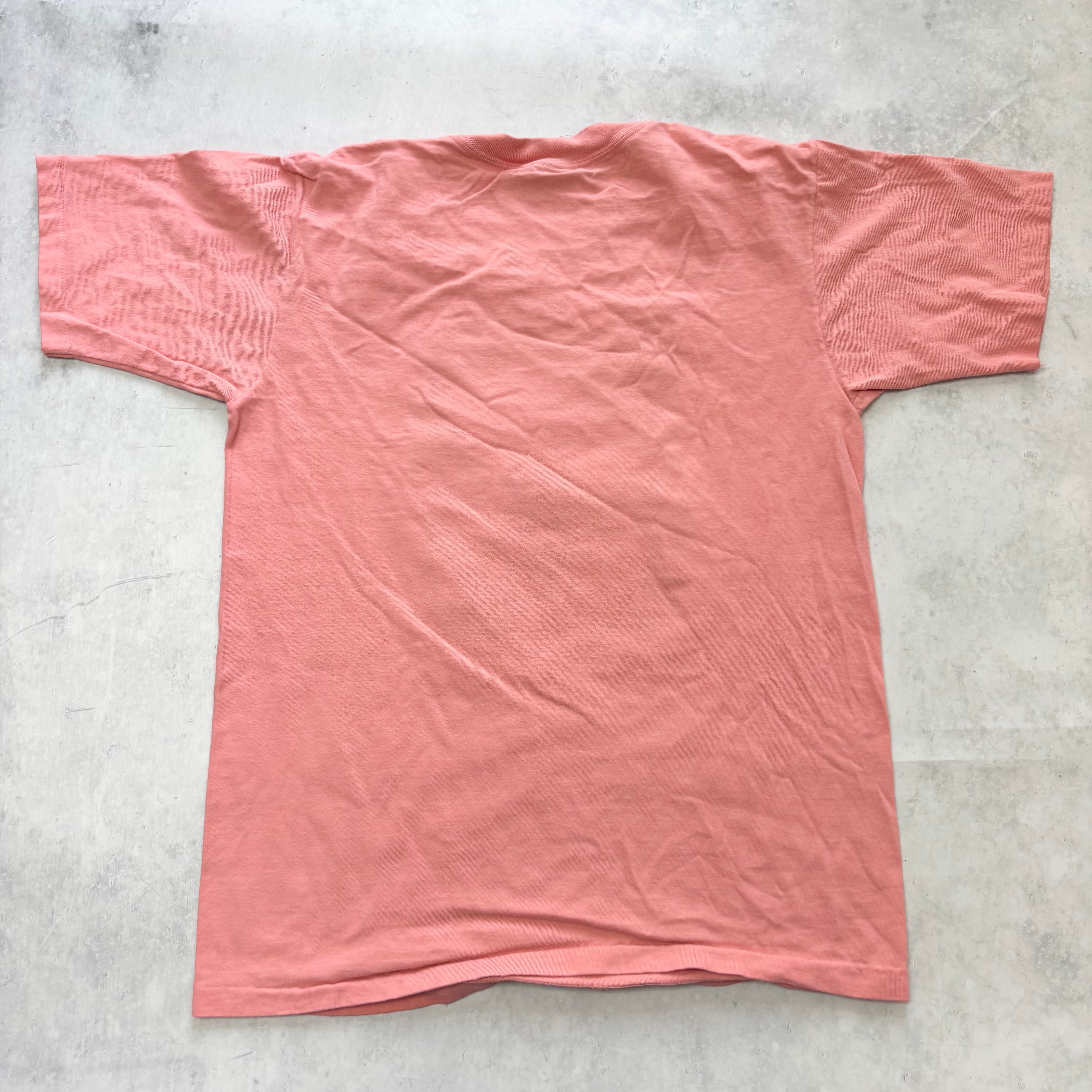 Vintage T Shirt Mens Medium Pink Single Stitch Graphic Print 90s Art (E)