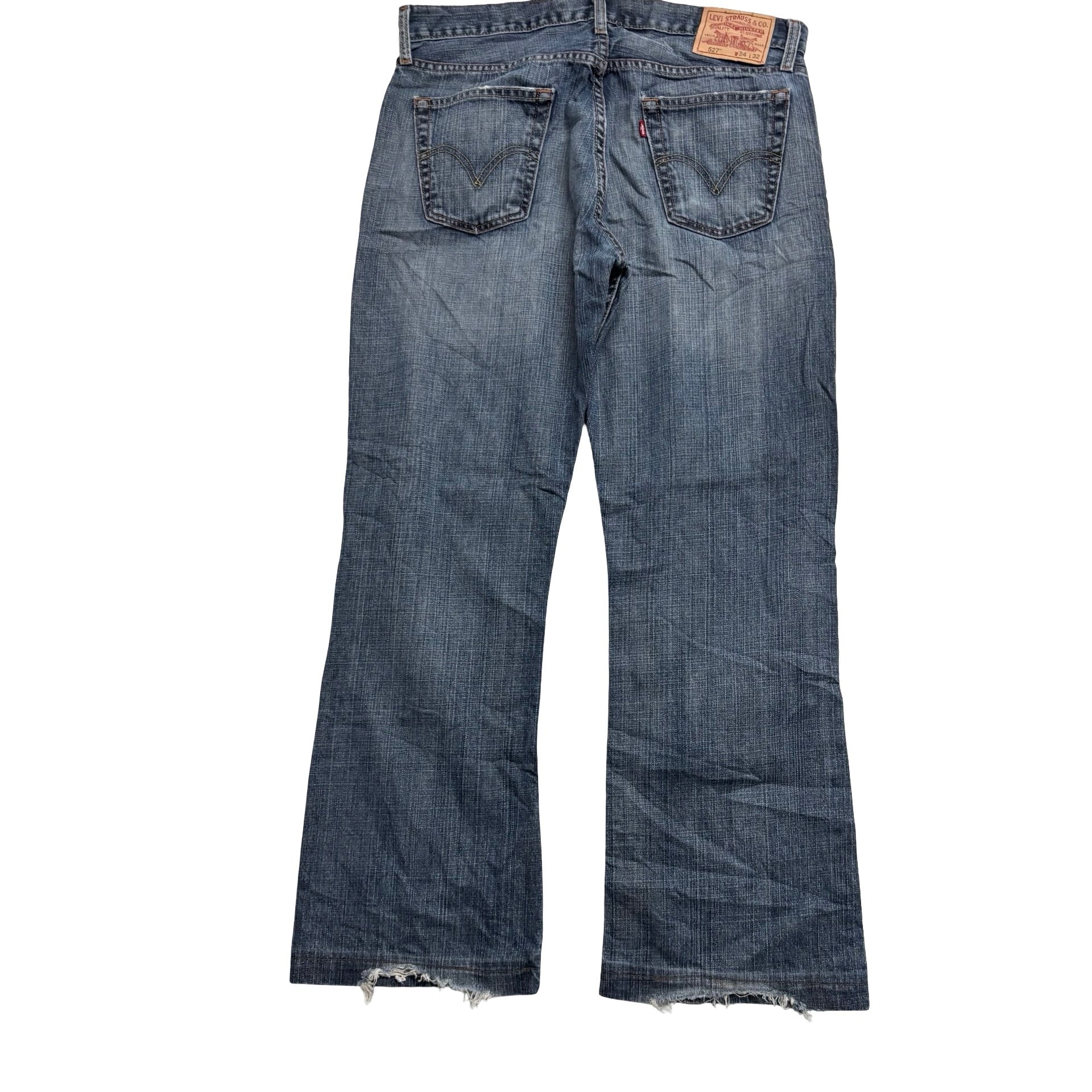 Levis 527 Jeans W34 L30 Mens Mid Blue Low Bootcut Fit Vintage Denim (F)