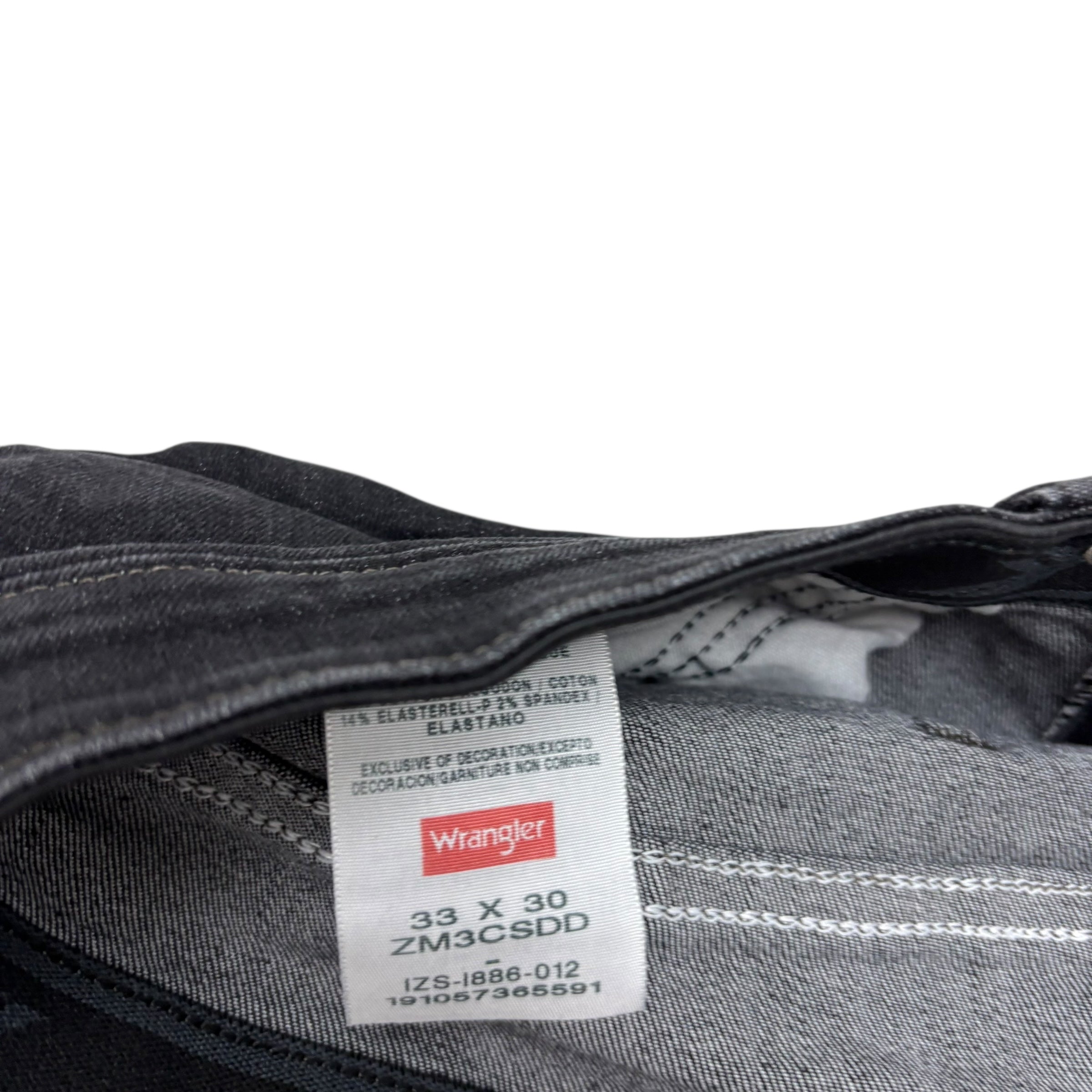 Wrangler Jeans W33 L30 Mens Black Baggy Relaxed Straight Fit Stretch Denim (E)