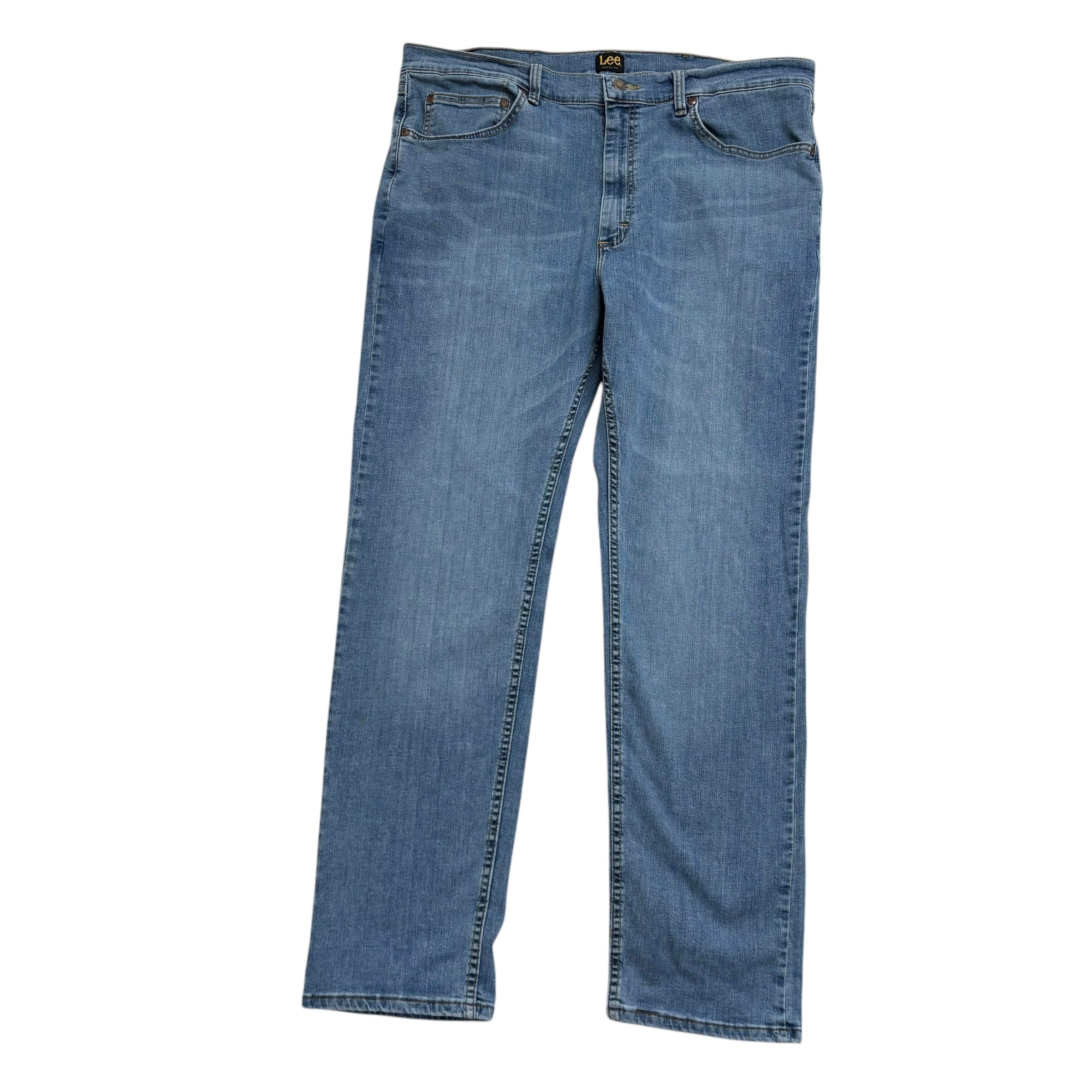 Lee Jeans W38 L32 Mens Mid Blue Classic Regular Straight Fit Stretch Denim (F)