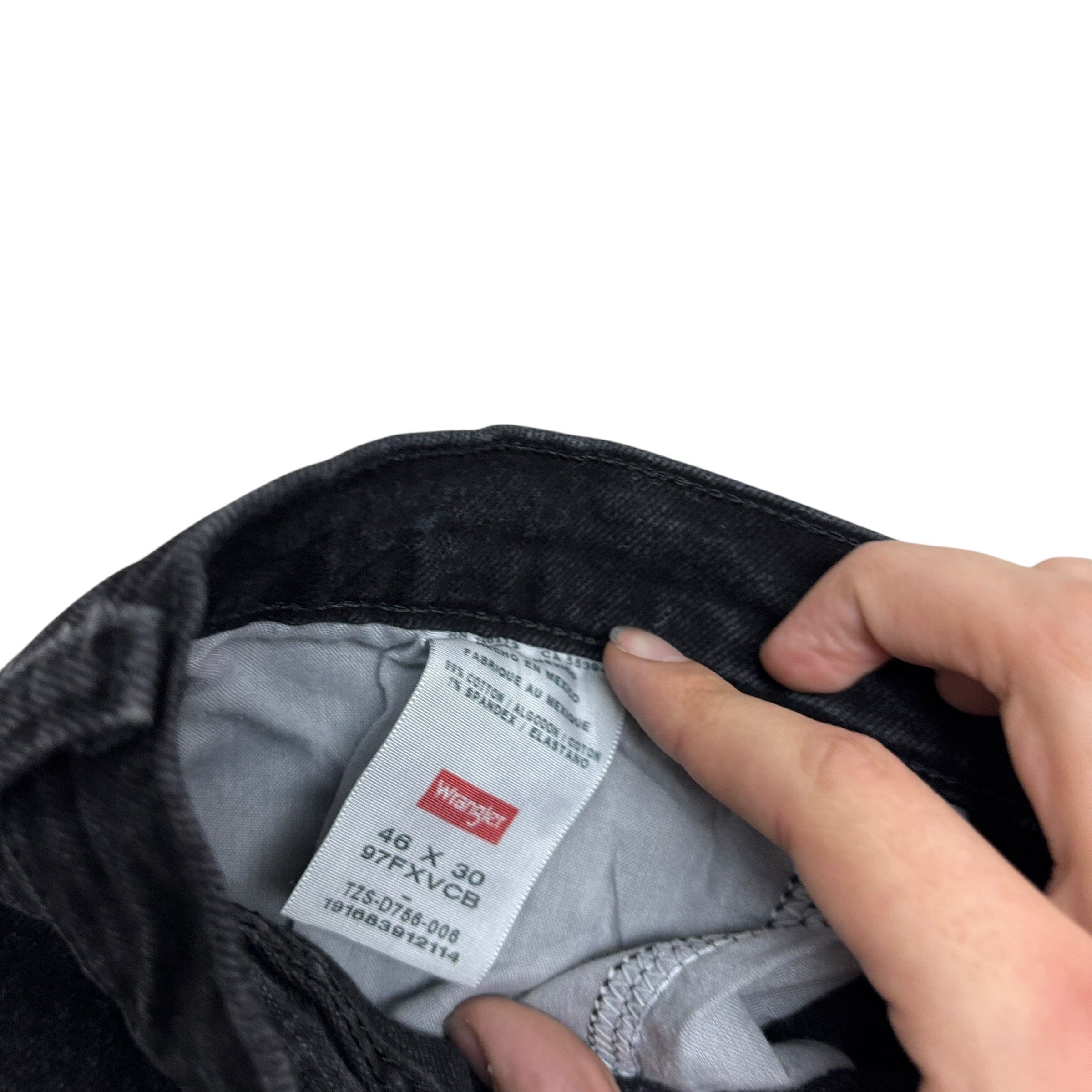 Wrangler Jeans W46 L30 Mens Black Relaxed Straight Fit Stretch Denim (E)