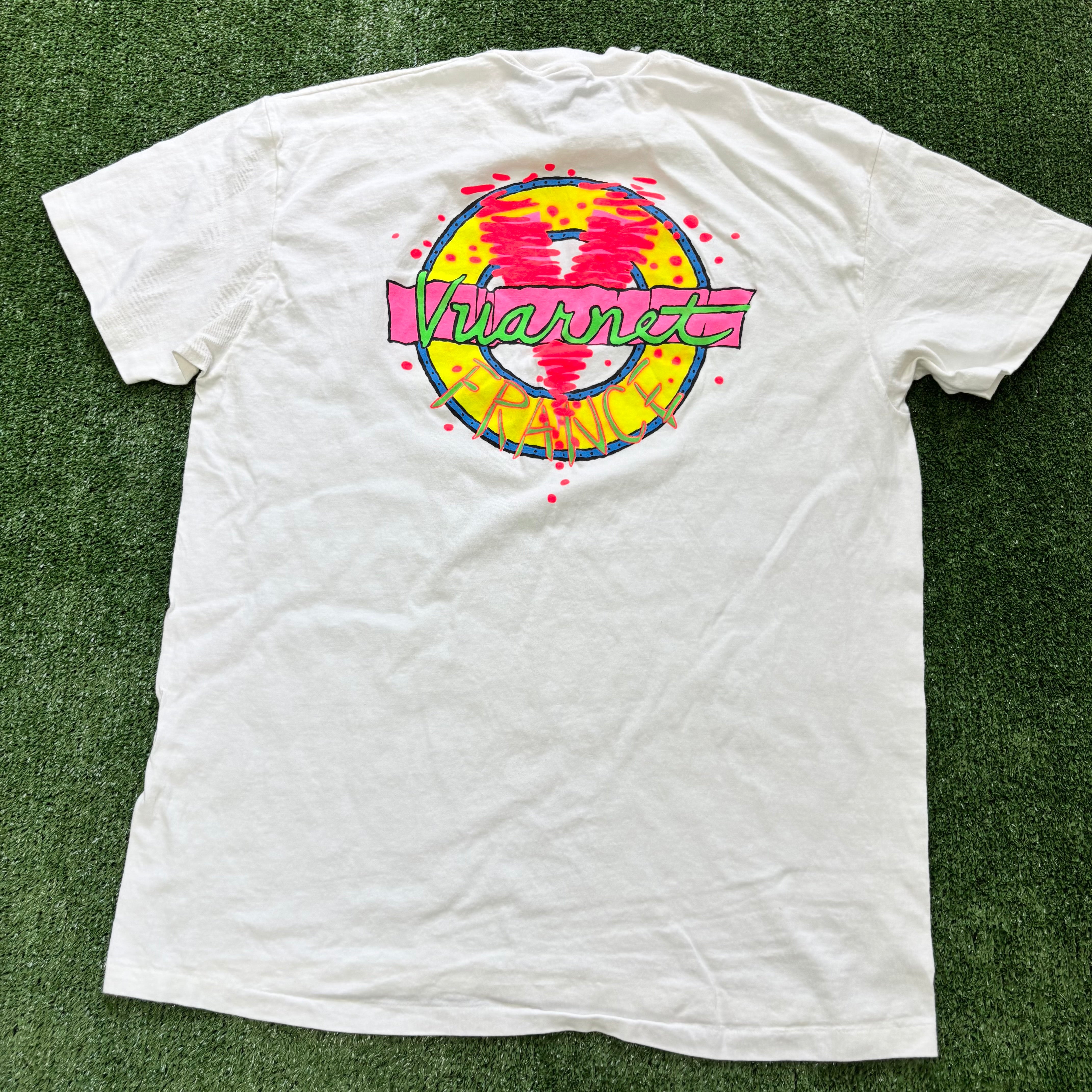 Vintage T Shirt Mens Large White Single Stitch Graphic Print 90s France