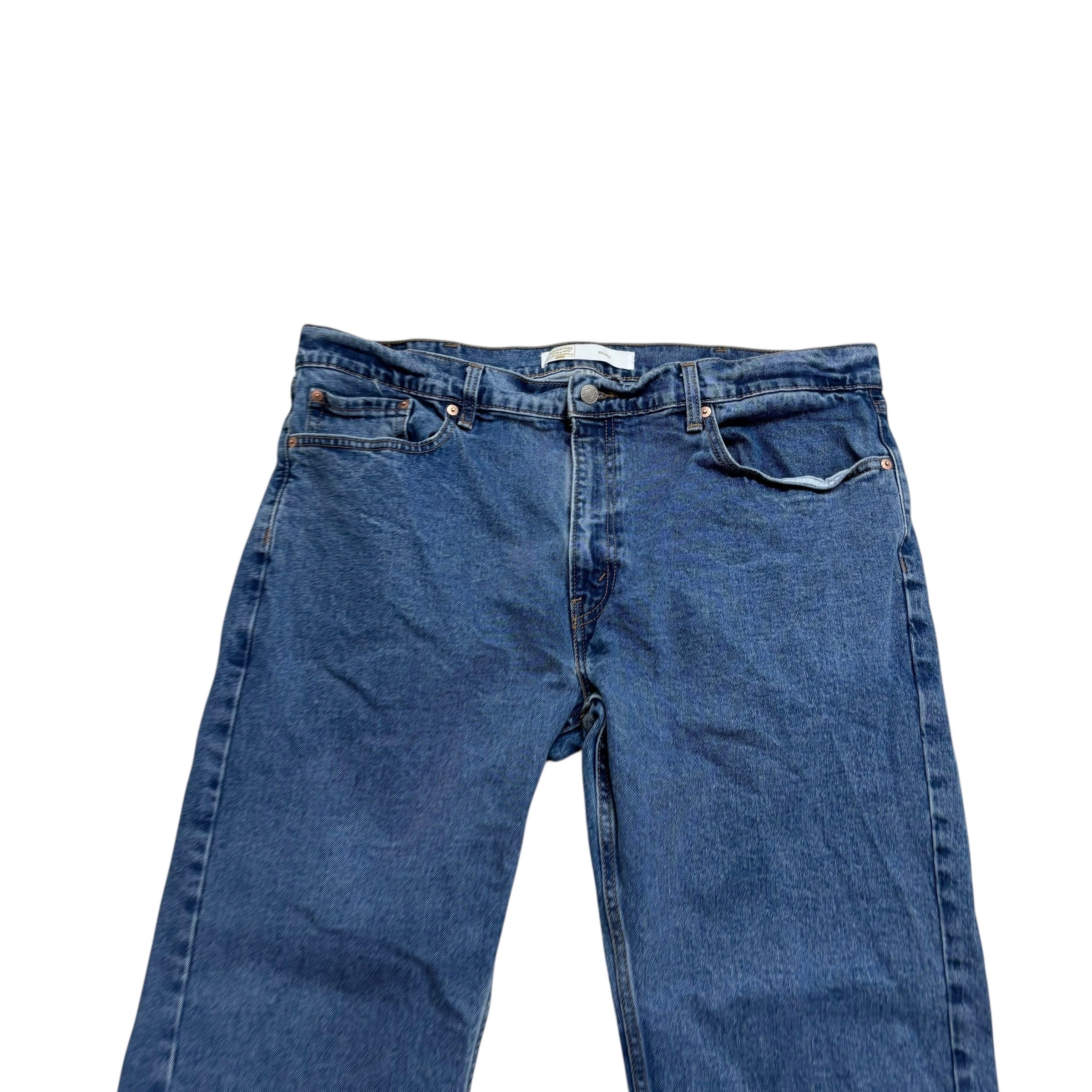 Levis Signature Jeans W40 L30 Mens Mid Blue Relaxed Straight Stretch Denim (E)
